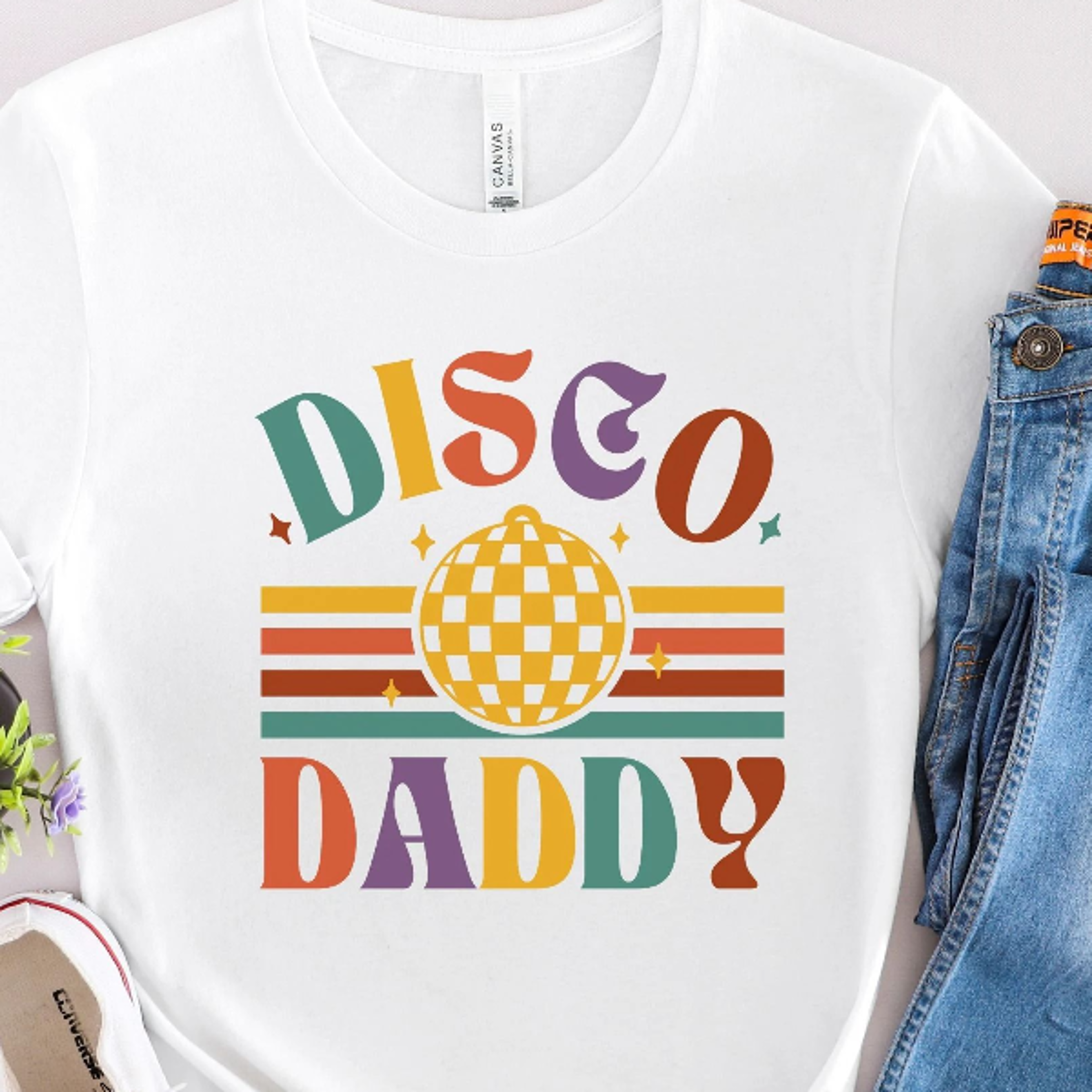 disco daddy shirt, 70s party shirt, 70s clothing, 70s fashion, disco party tee, disco groom shirt, mens disco tee, retro