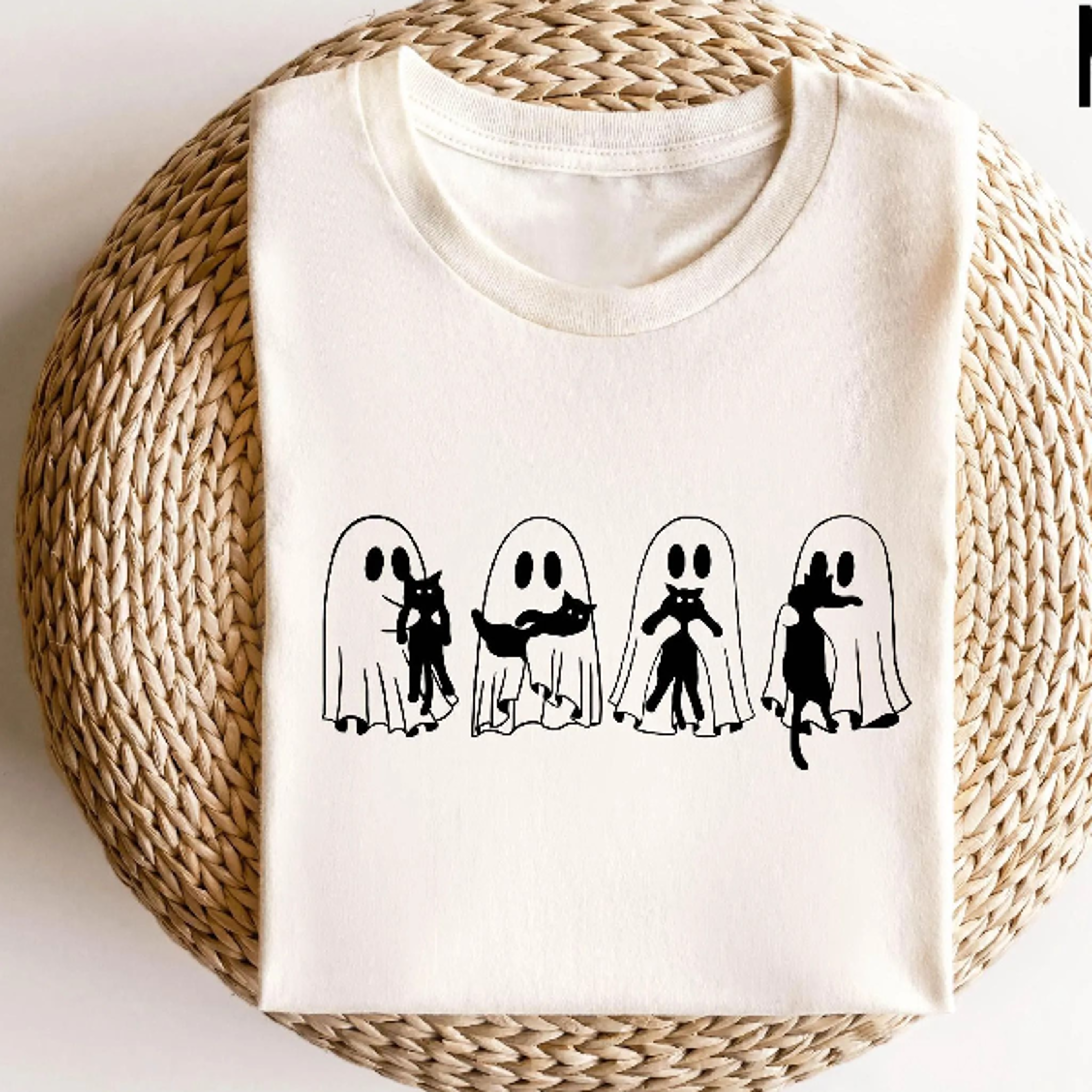 ghosts and cats halloween shirt funny cat lover graphic tee cute spooky cat t-shirt fall gift