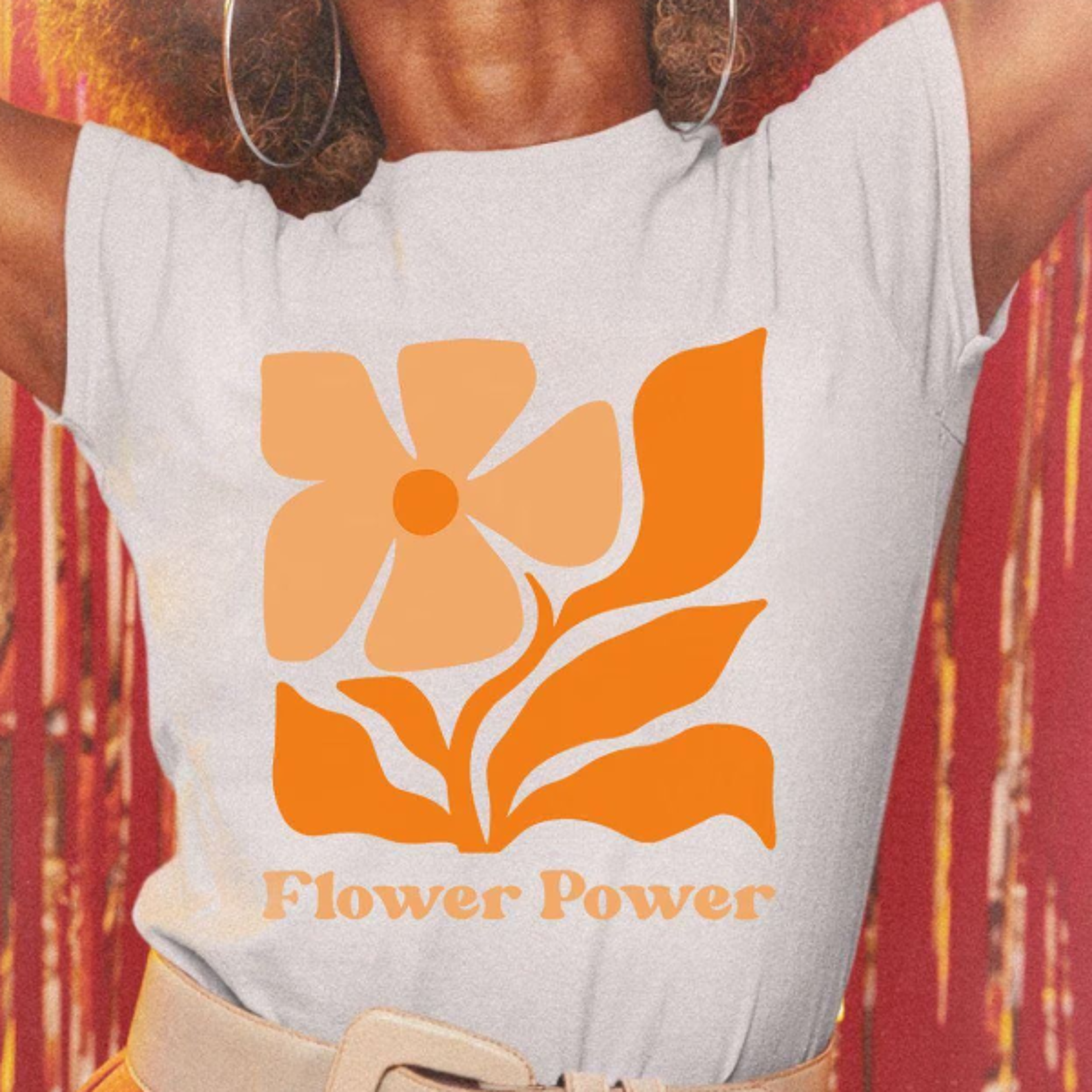 flower power shirt, hippie shirt, floral tee, boho flower tee, 60s fashion, 70s clothing, vintage 70s fashion, 70s party