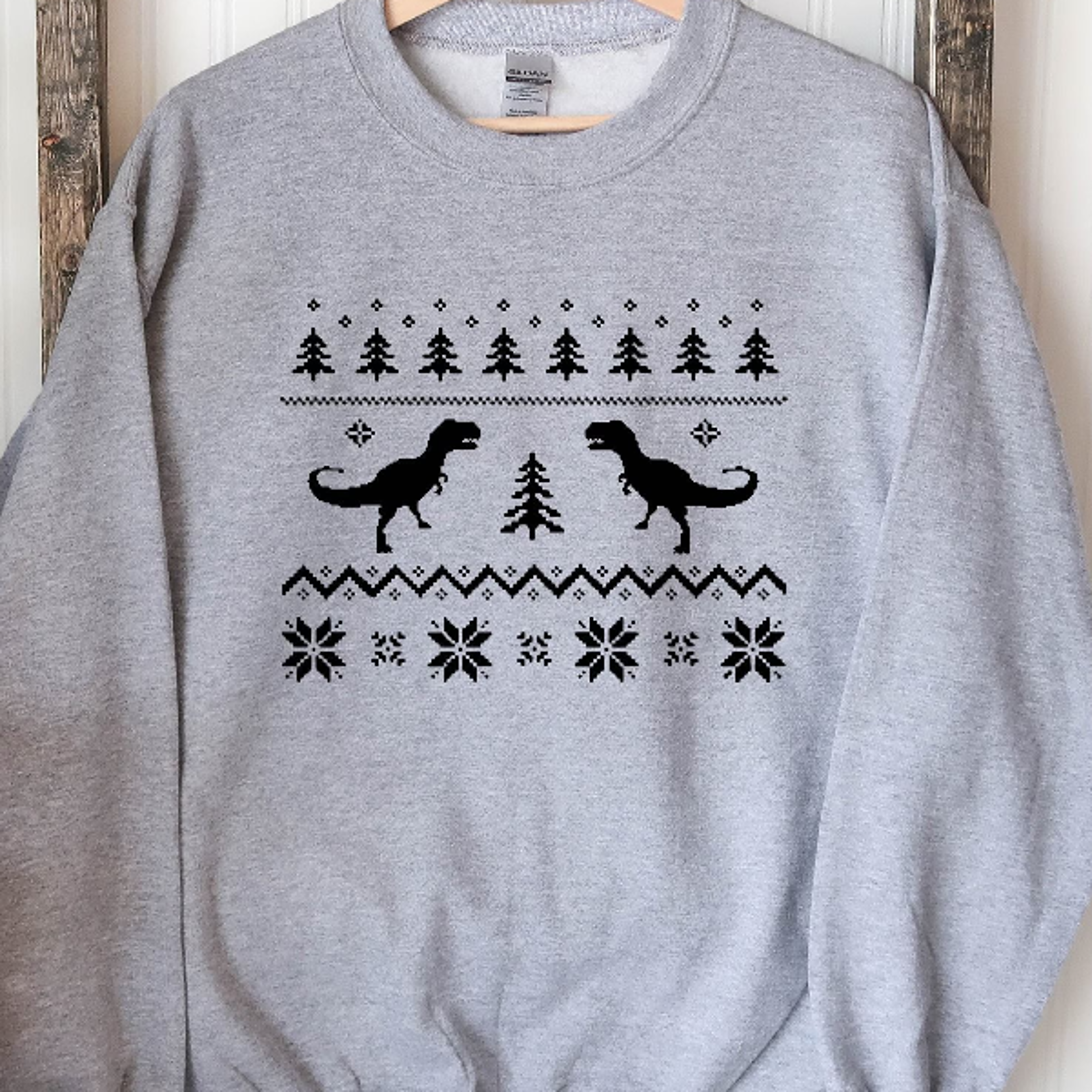 dinosaur christmas sweatshirt funny dino holiday graphic crewneck ugly christmas sweater gift