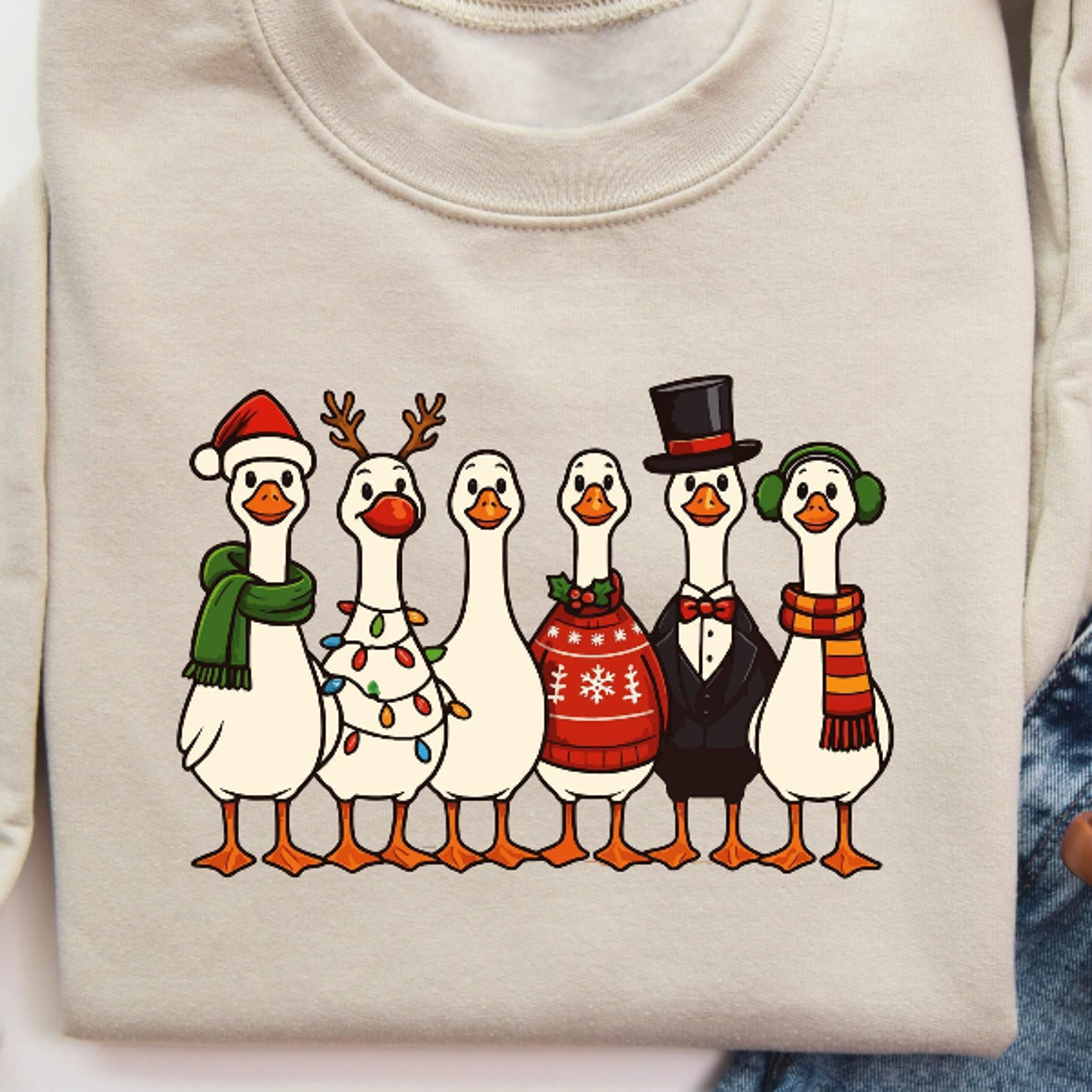 funny goose christmas sweatshirt cute holiday geese graphic crewneck festive farm animal winter gift