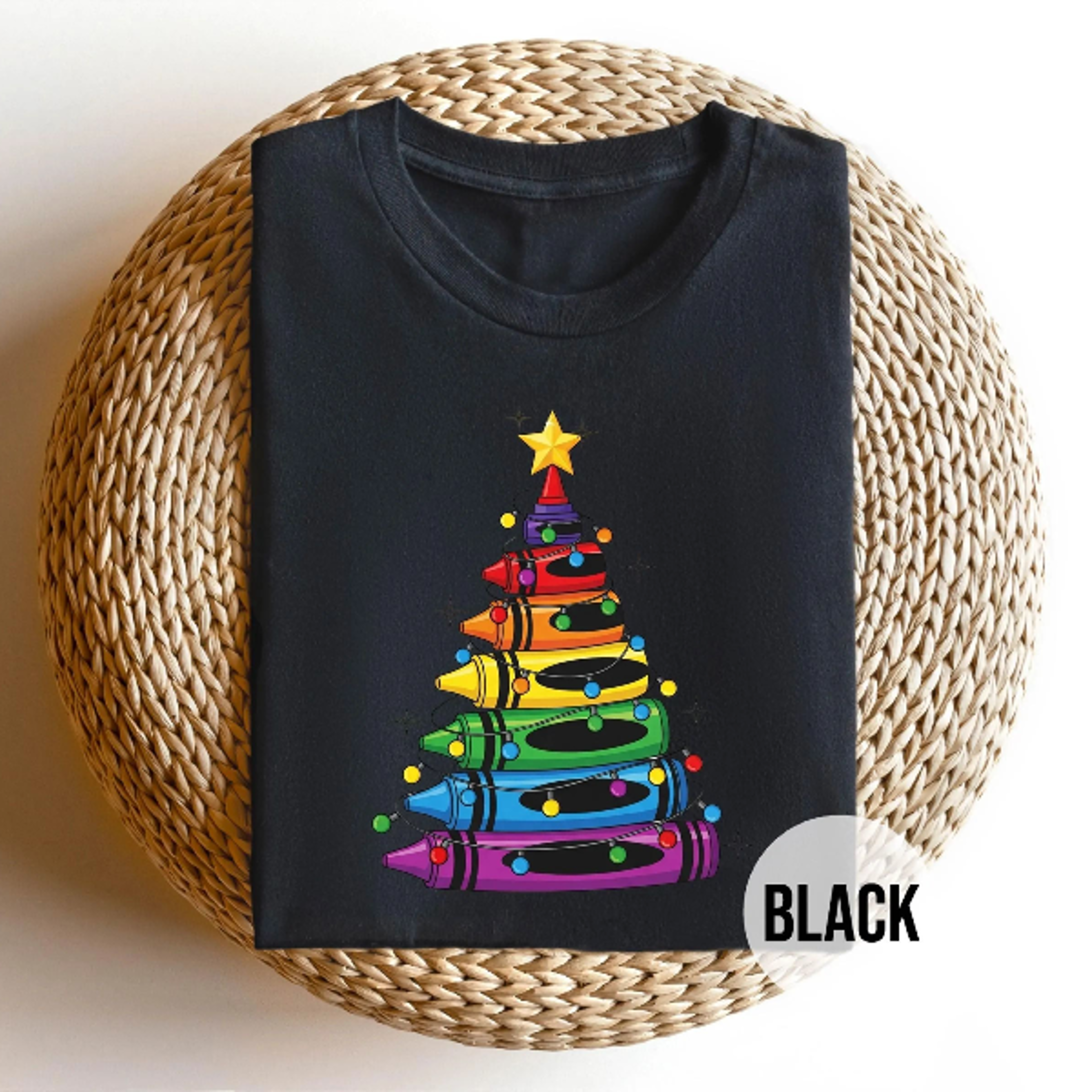 teacher christmas shirt crayon christmas tree graphic tee art teacher holiday t-shirt fun xmas gift
