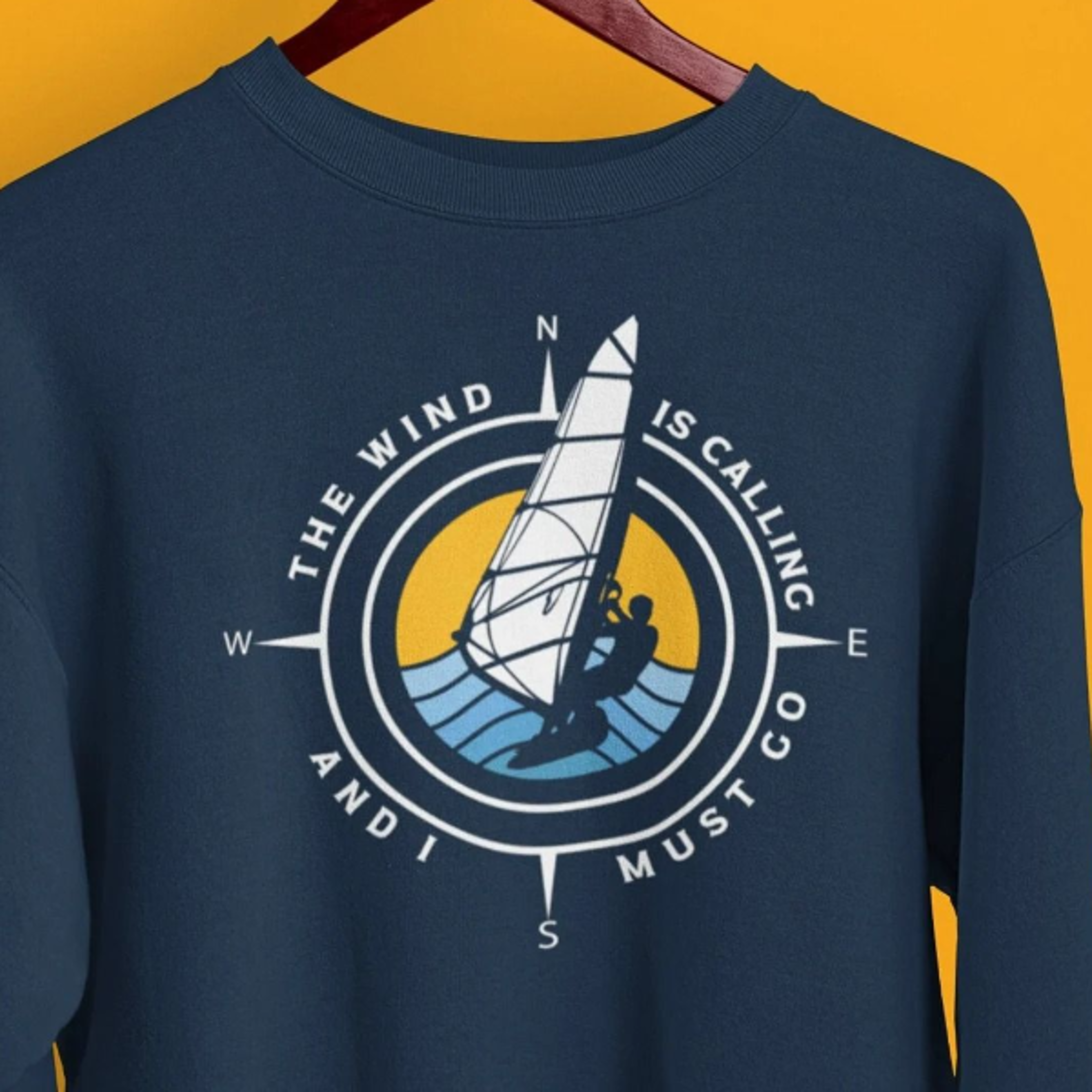 windsurfing compass graphic sweatshirt