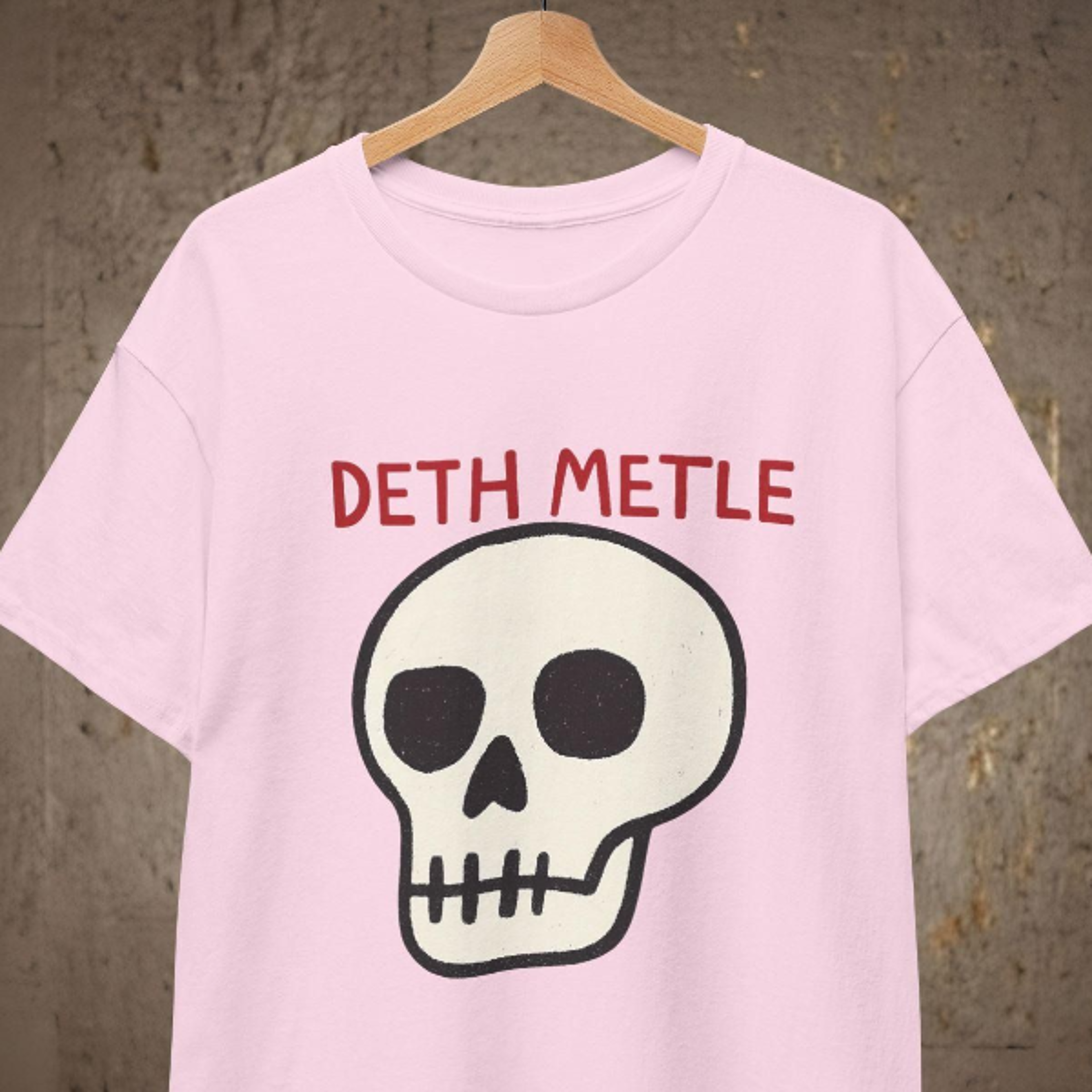 deth metle t-shirt, vintage skull design, goth apparel, death metal