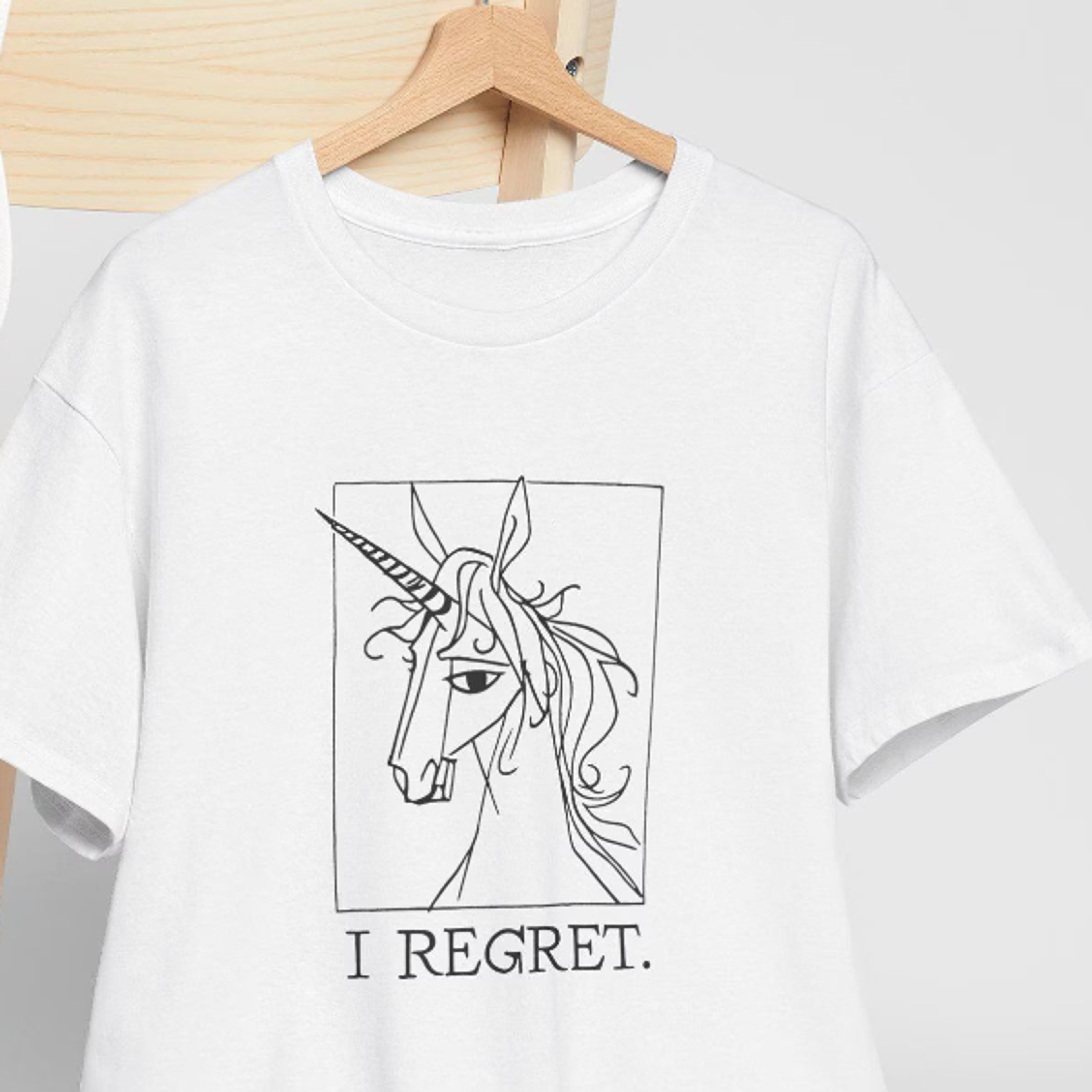 i regret t-shirt, style of picasso, last unicorn, unisex t-shirt, hand drawn unicorn shirt, casual wear, funny t-shirt