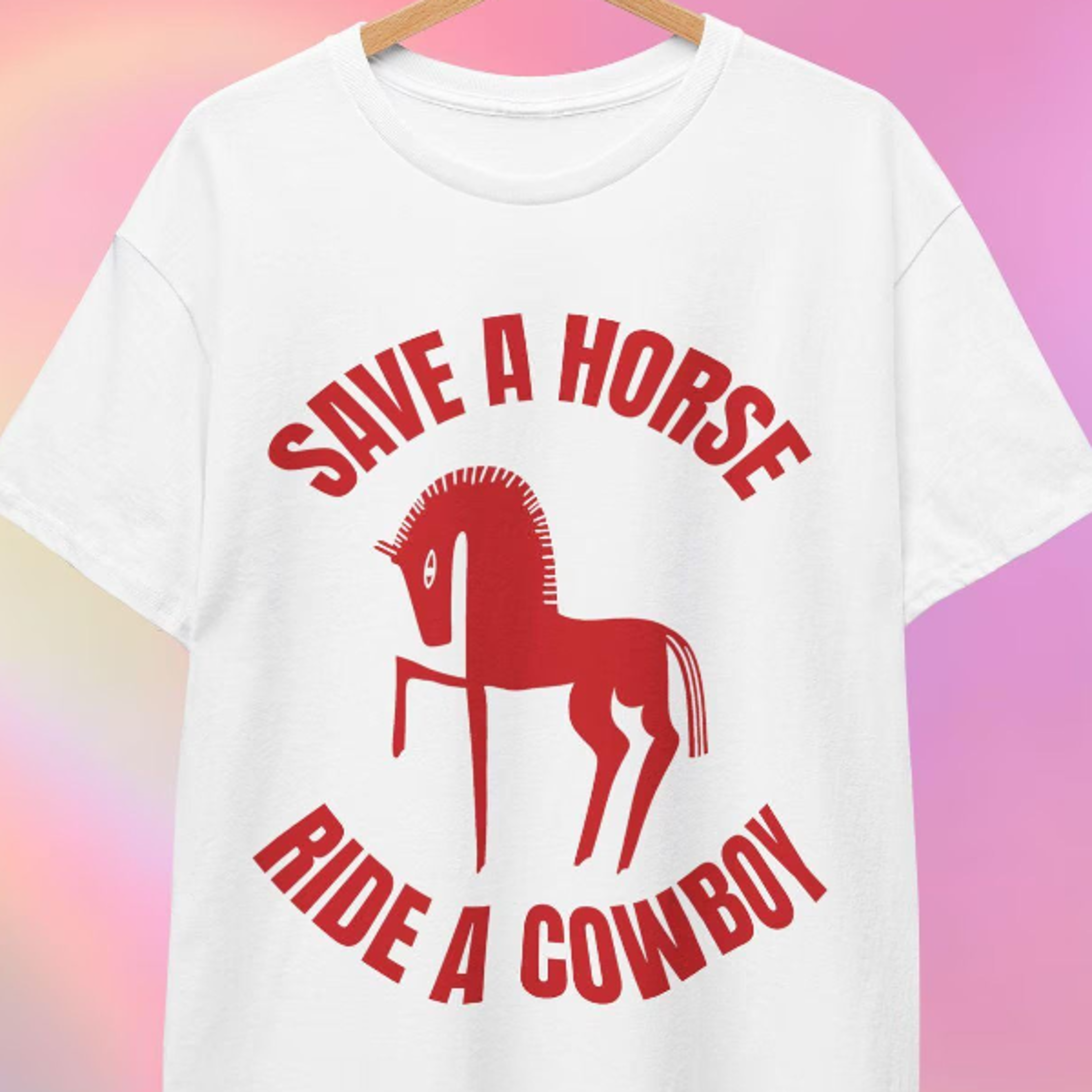 ride a cowboy shirt | red horse, funny inappropriate horse riding shirt