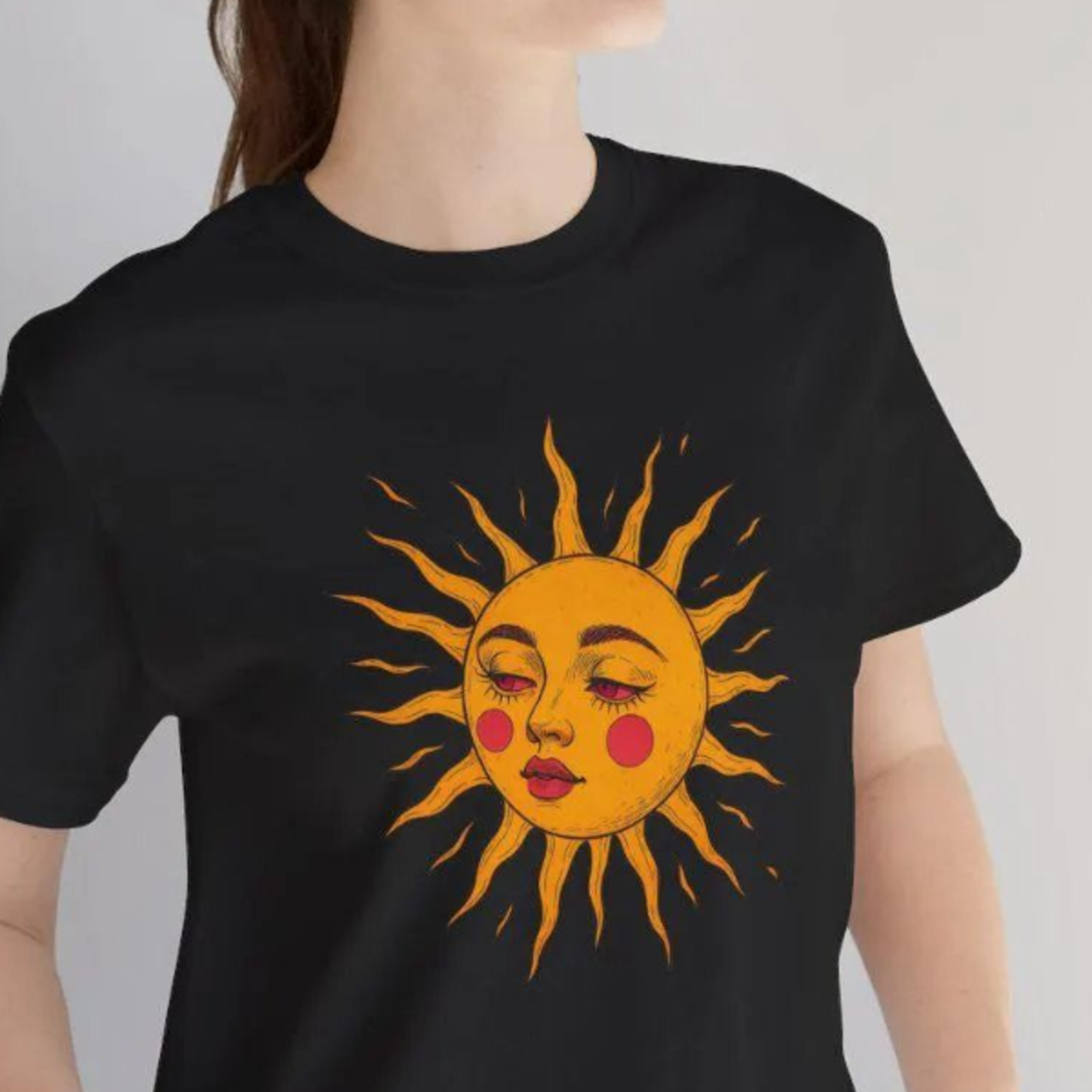 trippy sun tee cosmic astrology, summer fashion