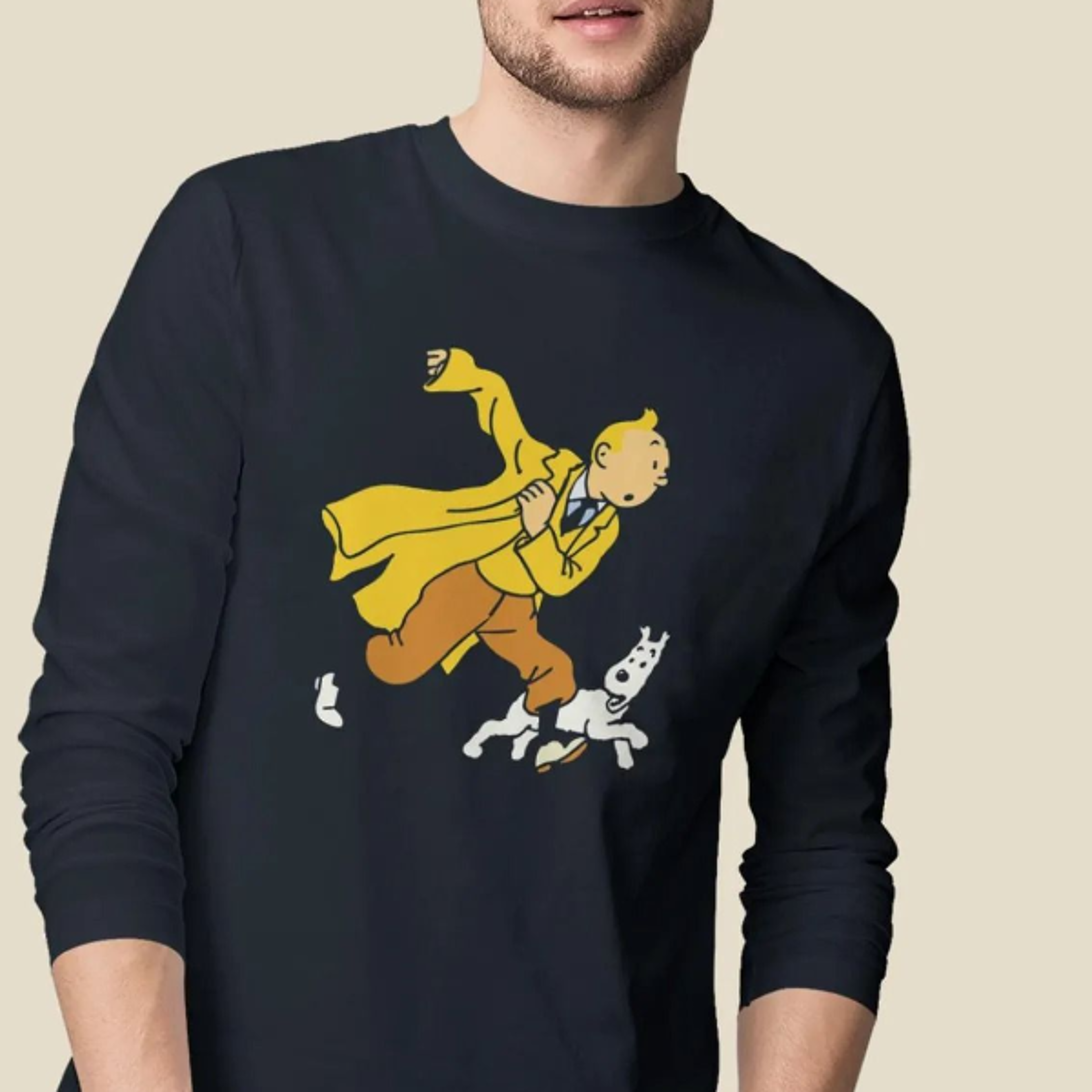 tintin graphic full sleeve t-shirt | 100% cotton unisex comic art tee | gift for him