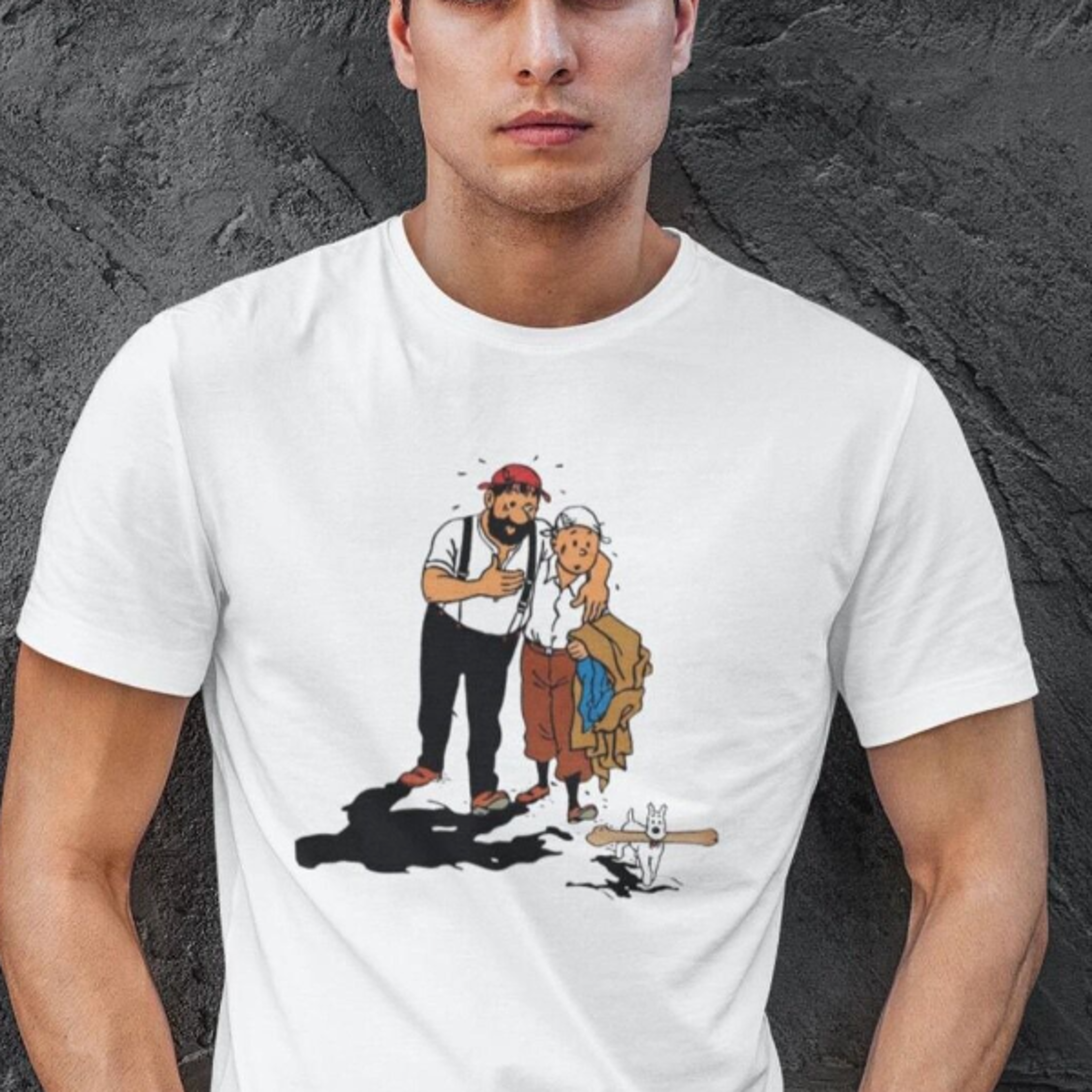 t-touch tintin & captain haddock t-shirt | 100% cotton classic tee | comic character | gift for him