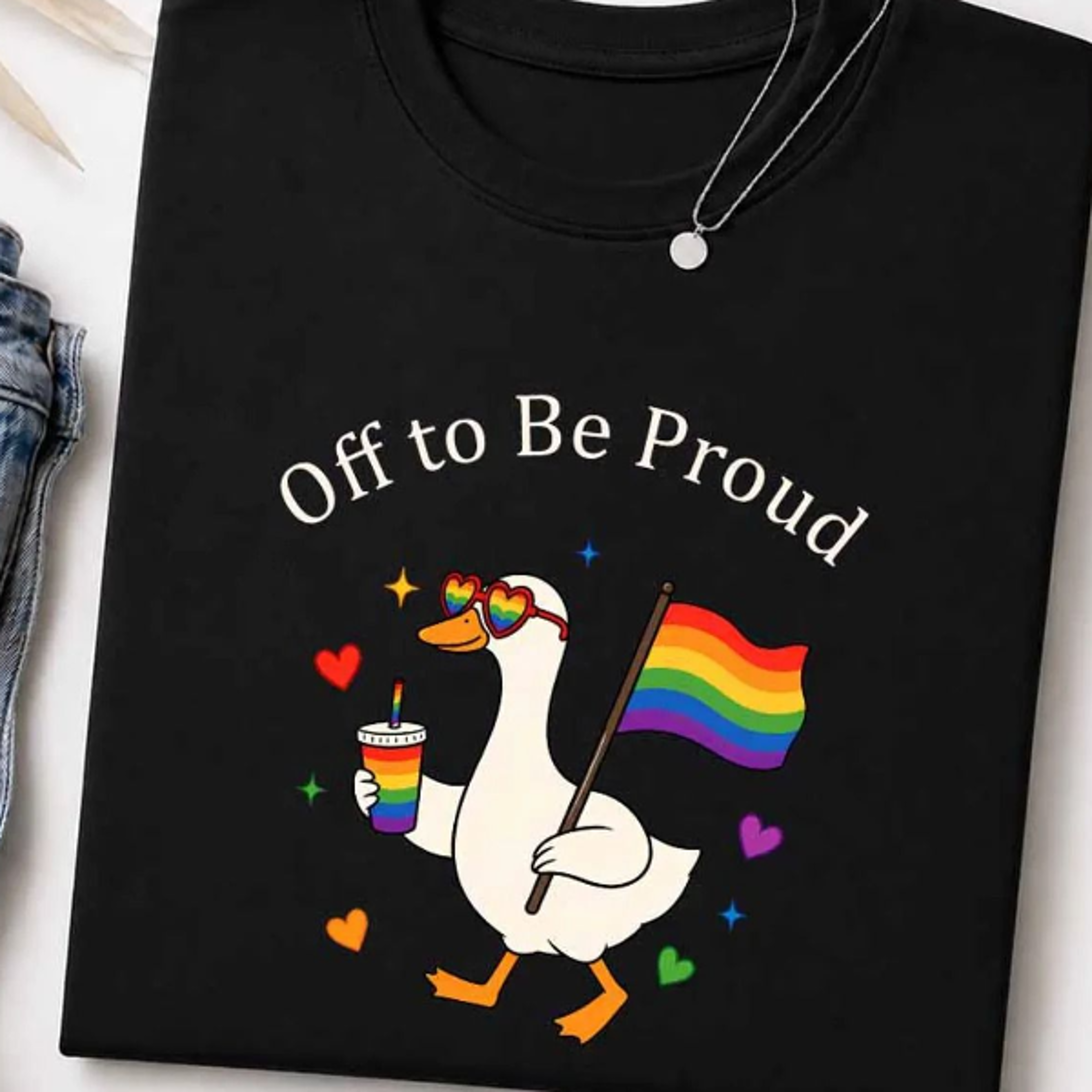 pride goose rainbow t shirt, lgbtq funny goose tee, off to be proud shirt, gay pride gift top, lesbian pride graphic top