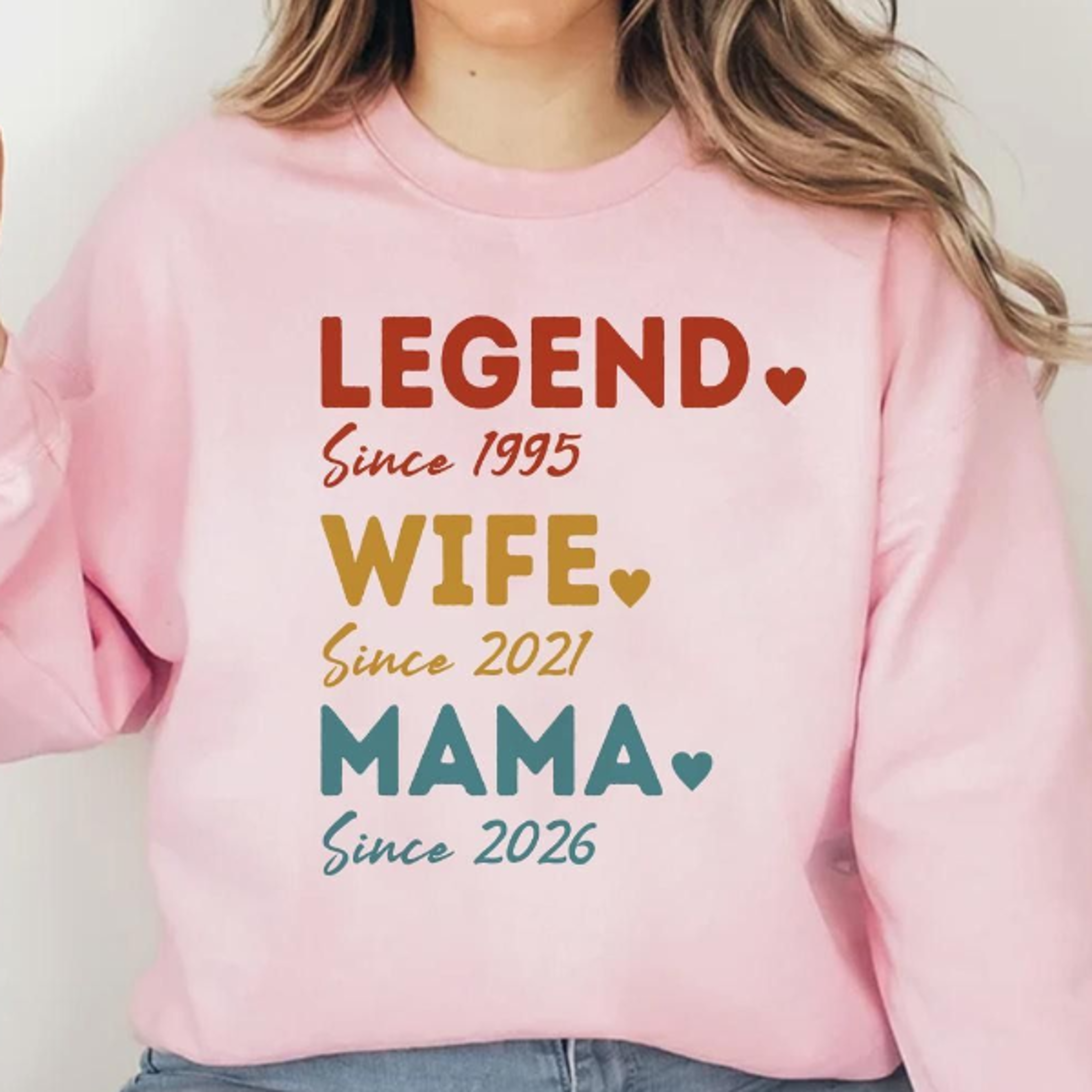 legend wife mama sweatshirt, personalised mum jumper, mothers day gift, cozy wife top, retro mama est year sweats