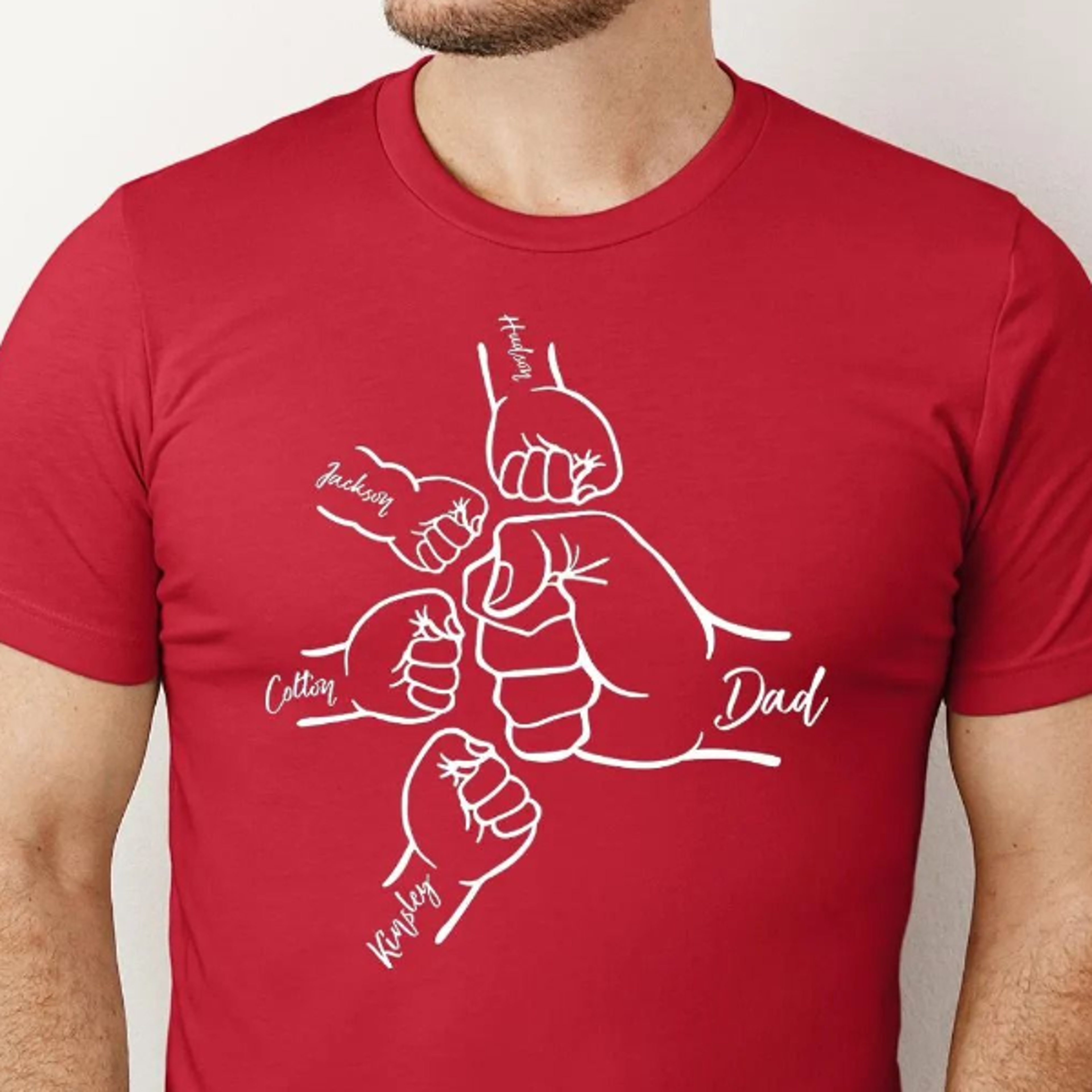 custom fist bump dad printed t shirt, personalised father tee with names, fathers day gift, new dad crewneck shirt,