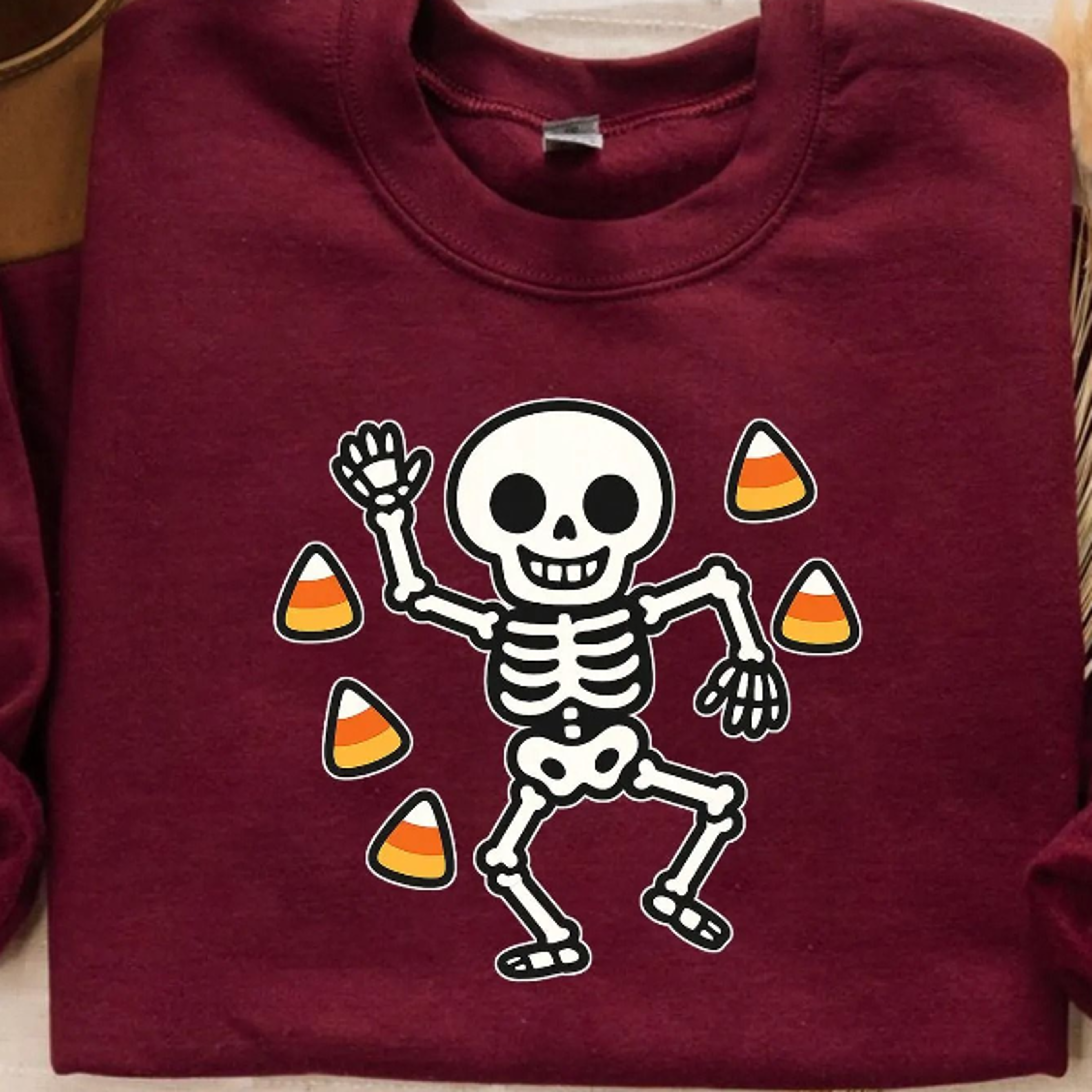 slightly subtle halloween skeleton jumper, unisex spooky crewneck sweatshirt, cozy fall casual sweater, cute autumn outf