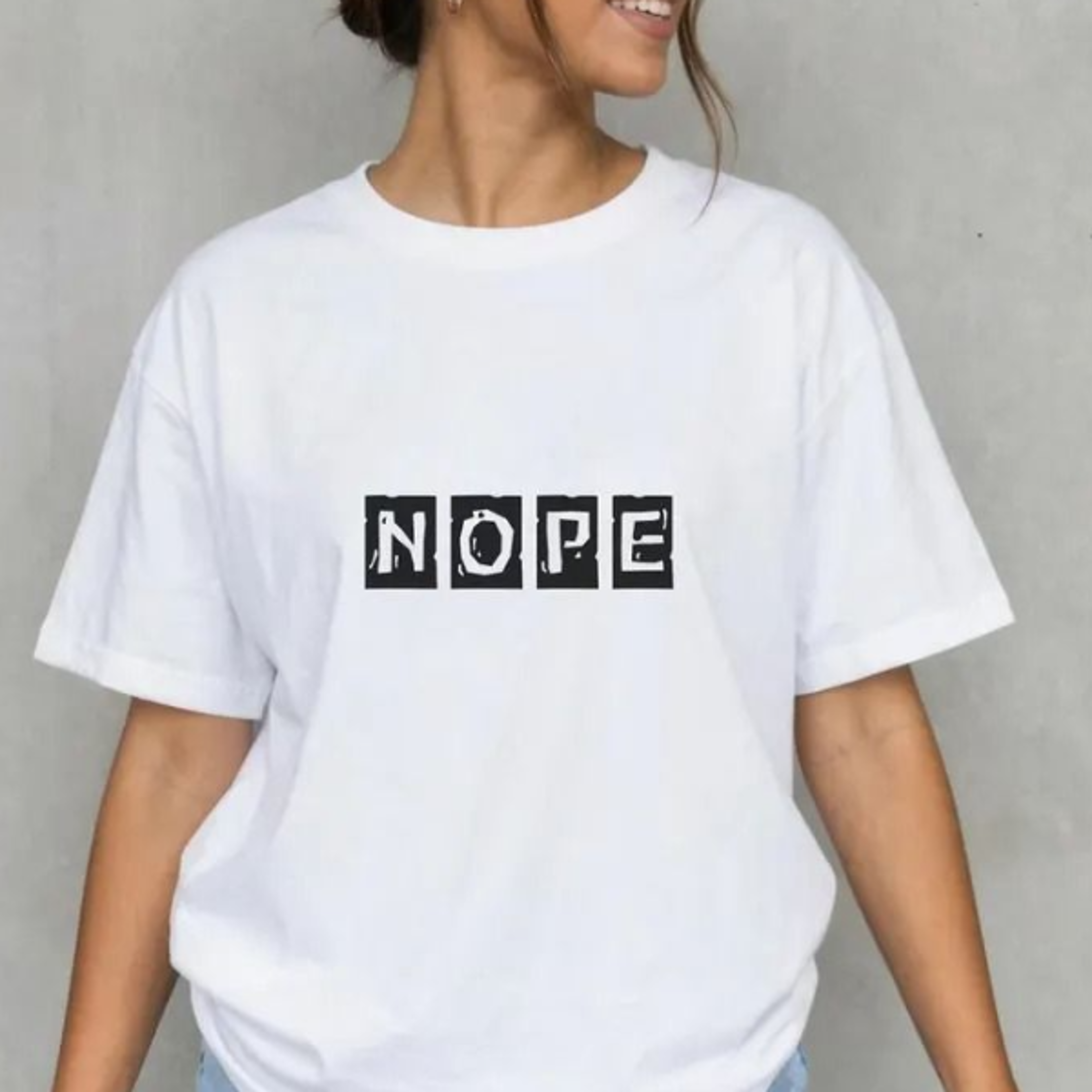 nope t-shirt | sassy minimalist slogan tee, funny sarcastic gift for women, bold statement graphic, unisex