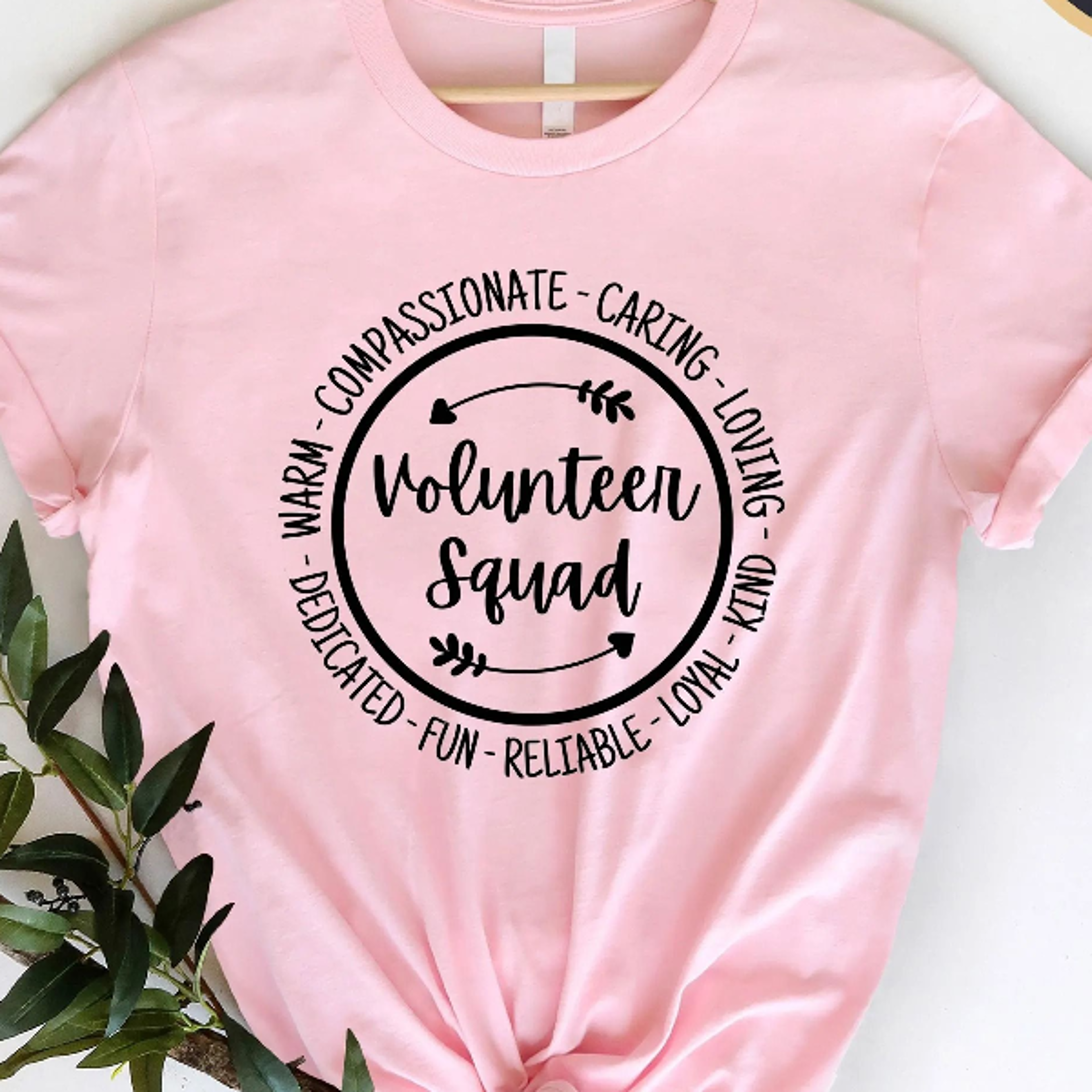 volunteer squad t-shirt kind caring reliable team graphic tee community service appreciation gift