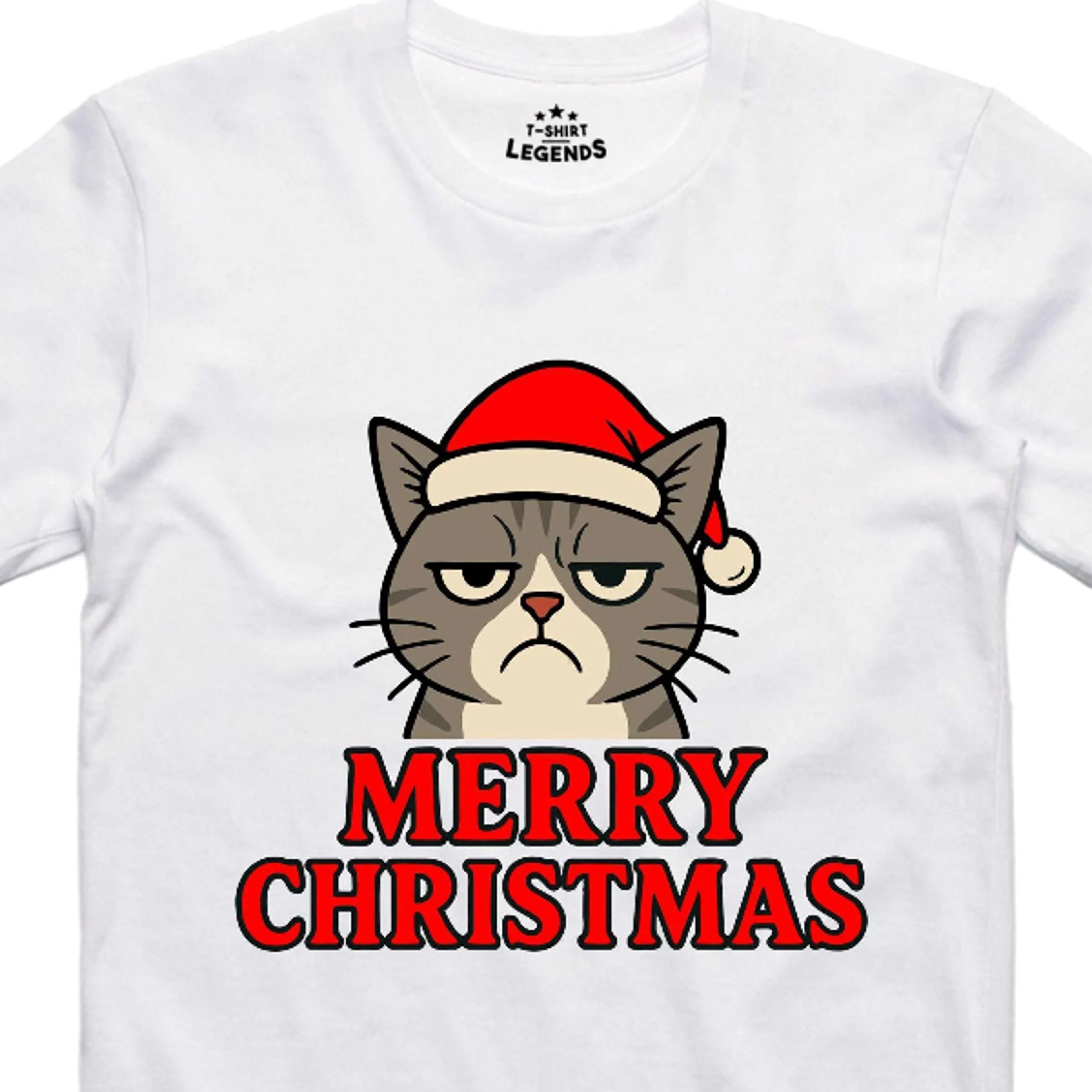 christmas t shirt cat grumpy x mas gift funny design regular fit tee