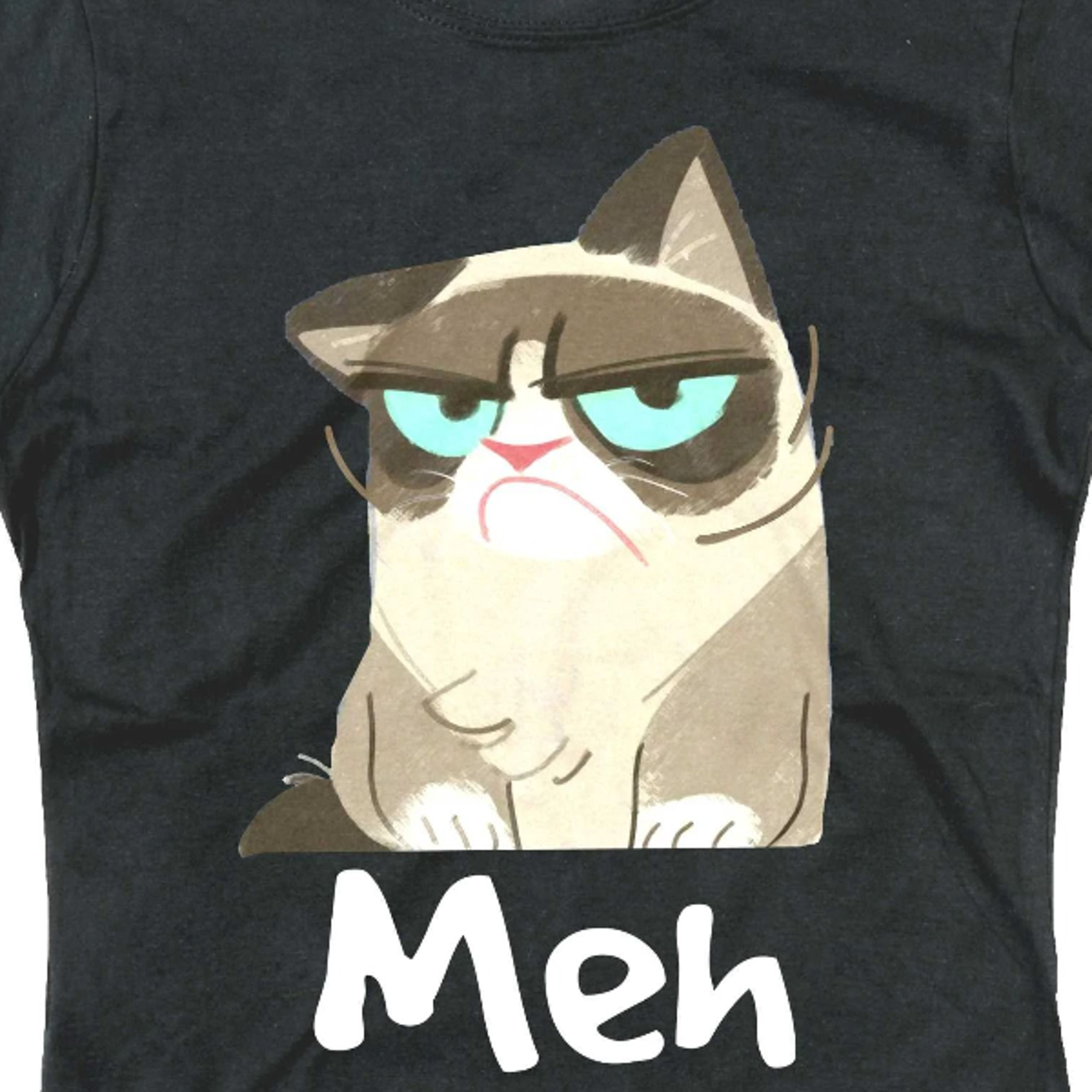grumpy cat meh t-shirt - funny women's fit cotton tee