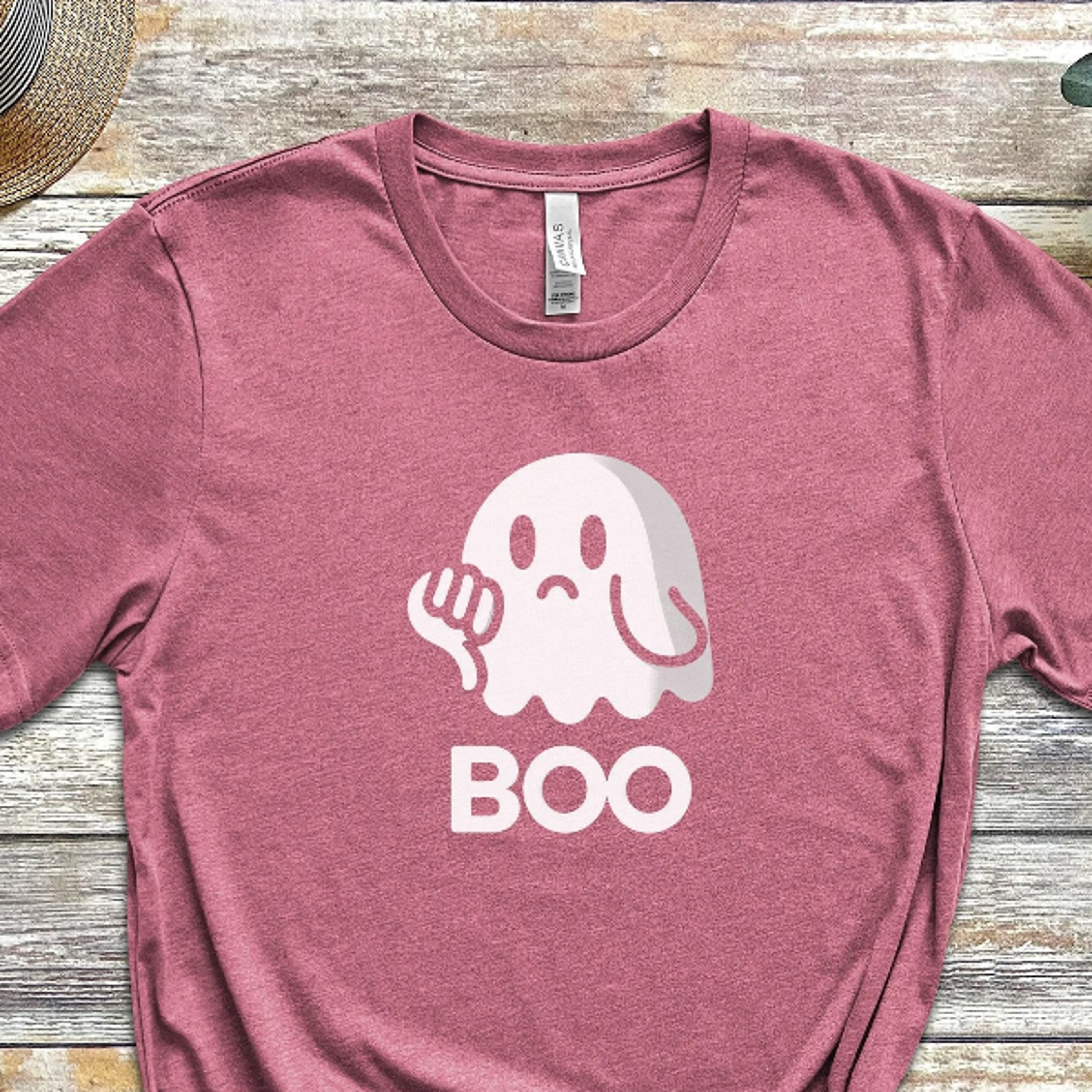 ghost "boo" graphic shirt, funny meme halloween tee