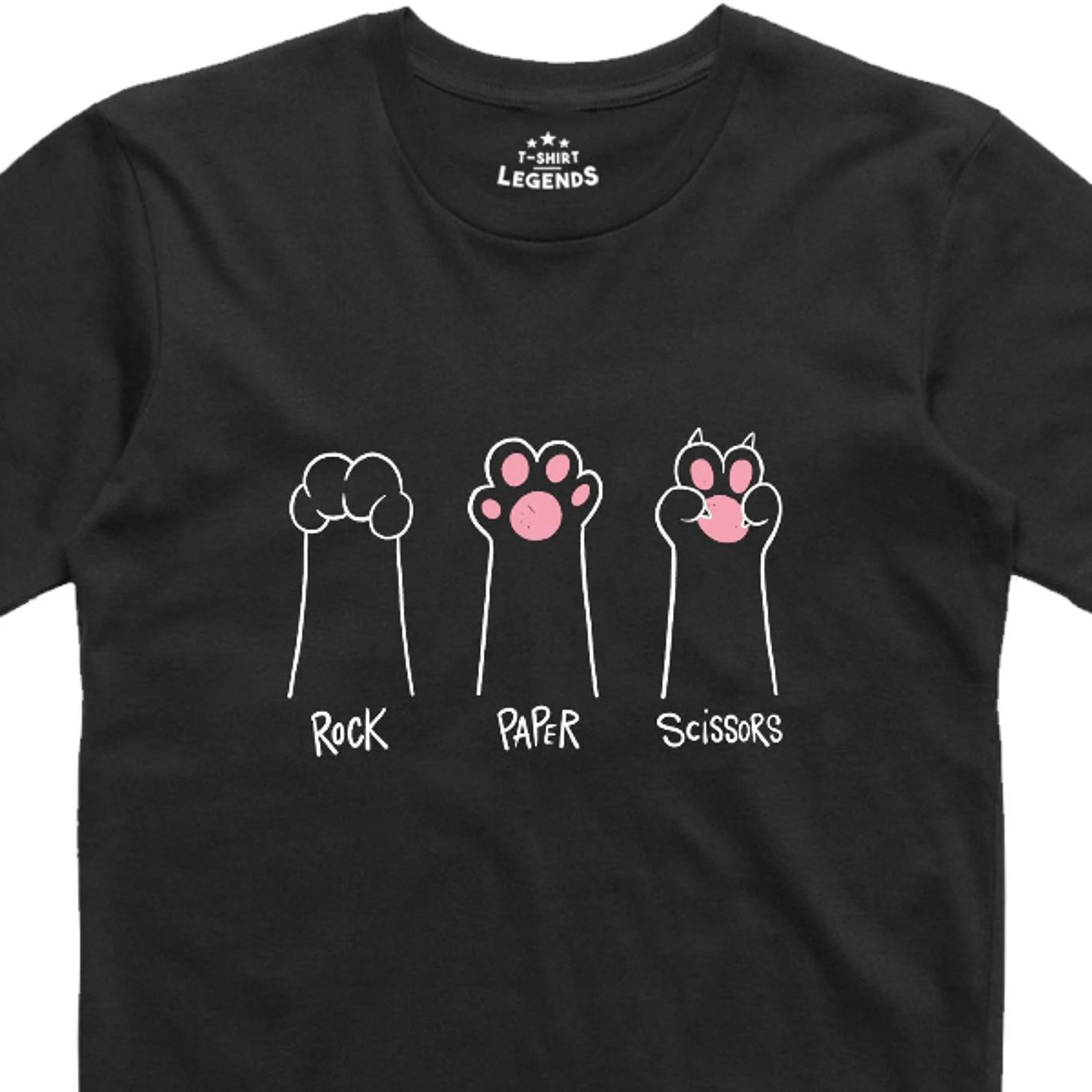 cat paws rock paper scissors t-shirt - funny cotton tee