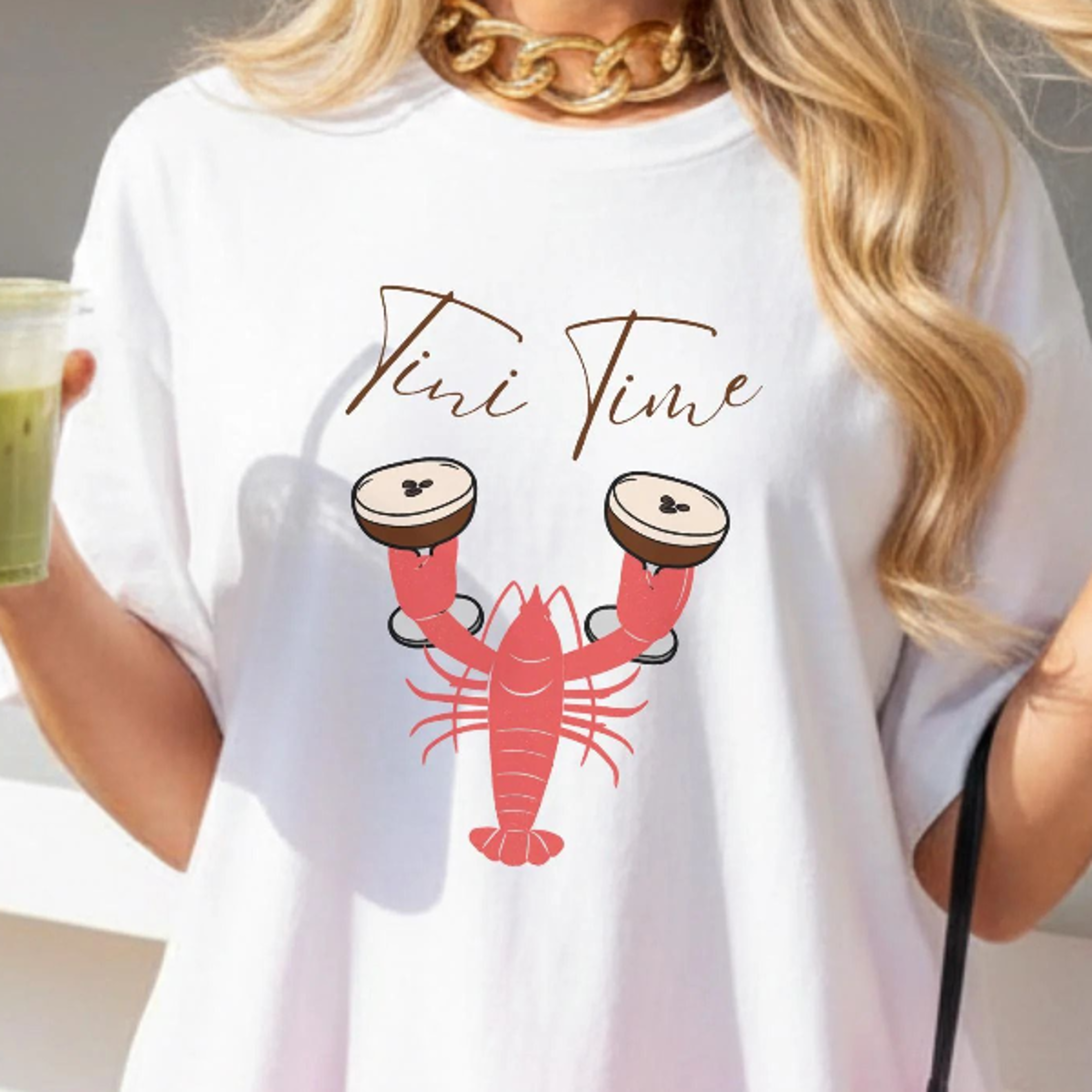 tini time shirt lobster espresso martini t-shirt italian aperitif apparel european summer tee positano outfit girls trip