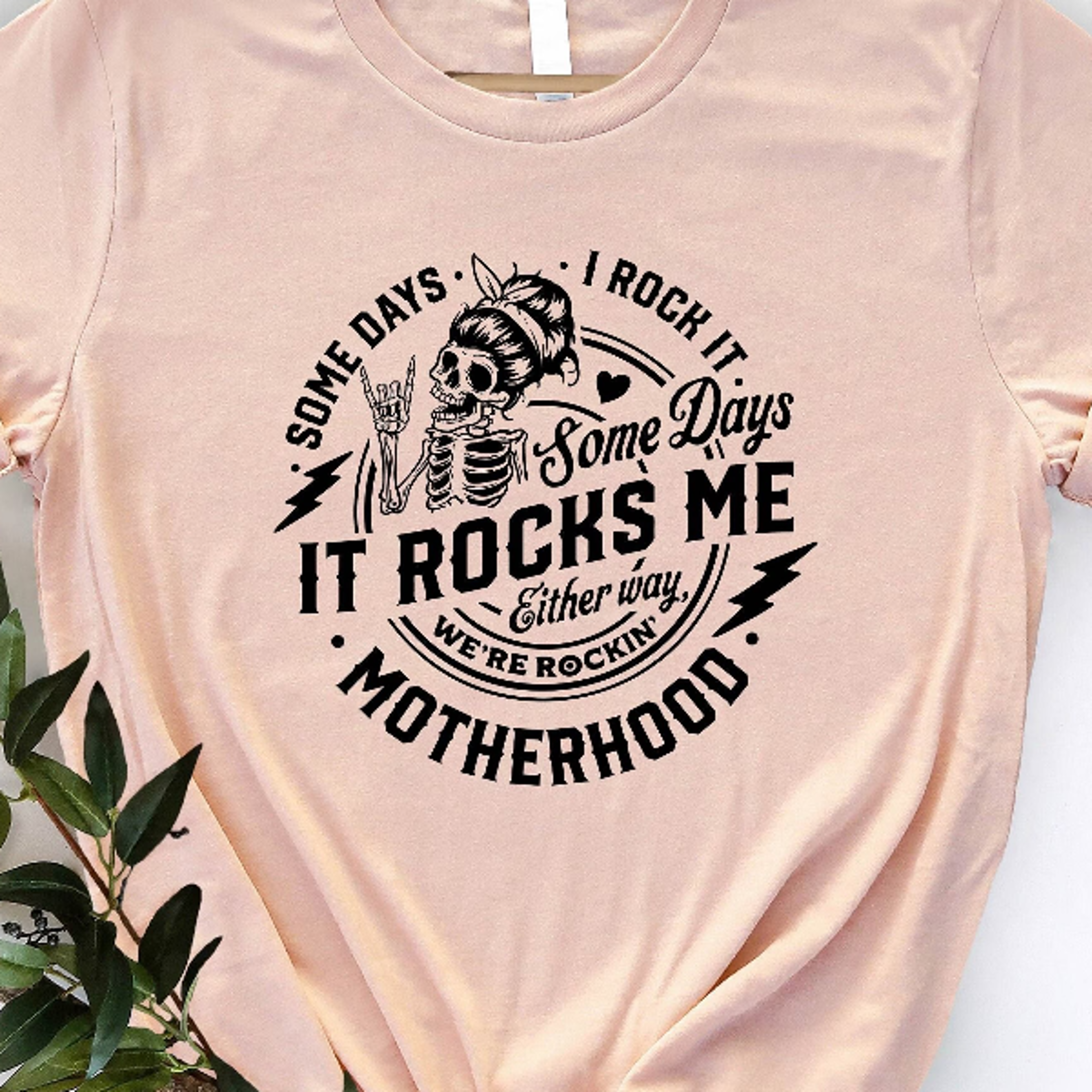 funny motherhood shirt rocking mom life skull graphic tee trendy mama t-shirt mother's day gift