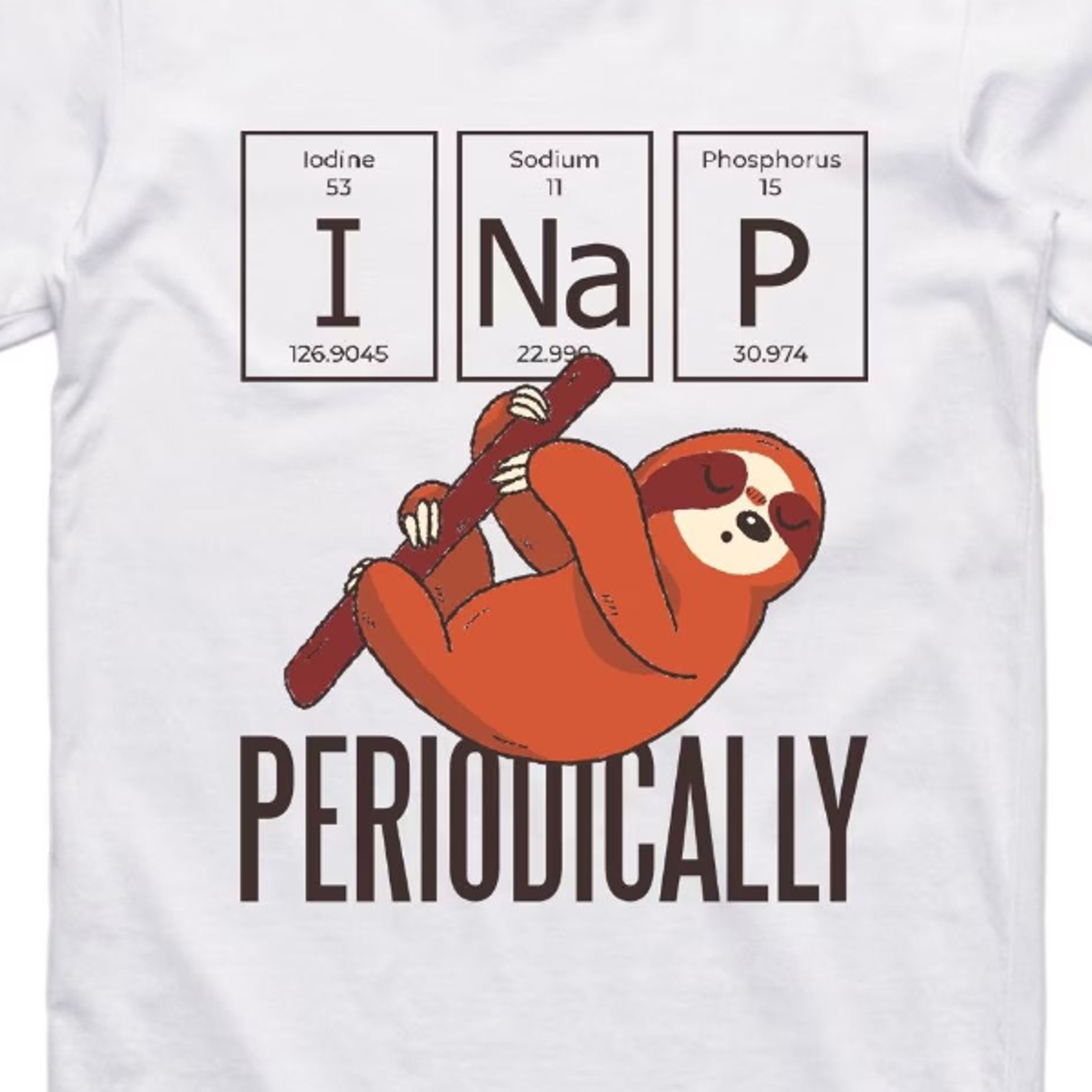 funny unisex t shirt sloth periodic element regular fit 100% cotton tee