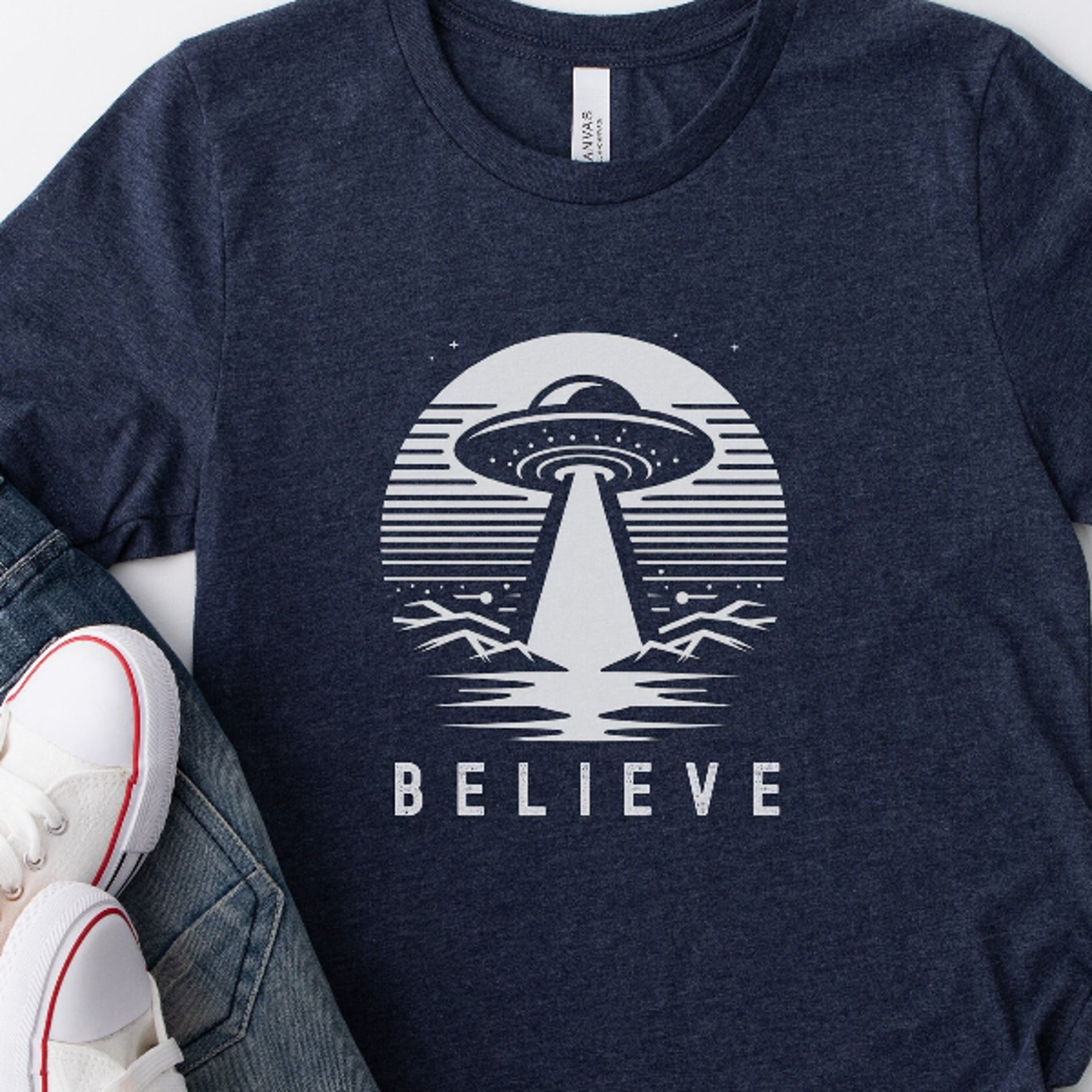 believe ufo t-shirt unisex alien abduction tee