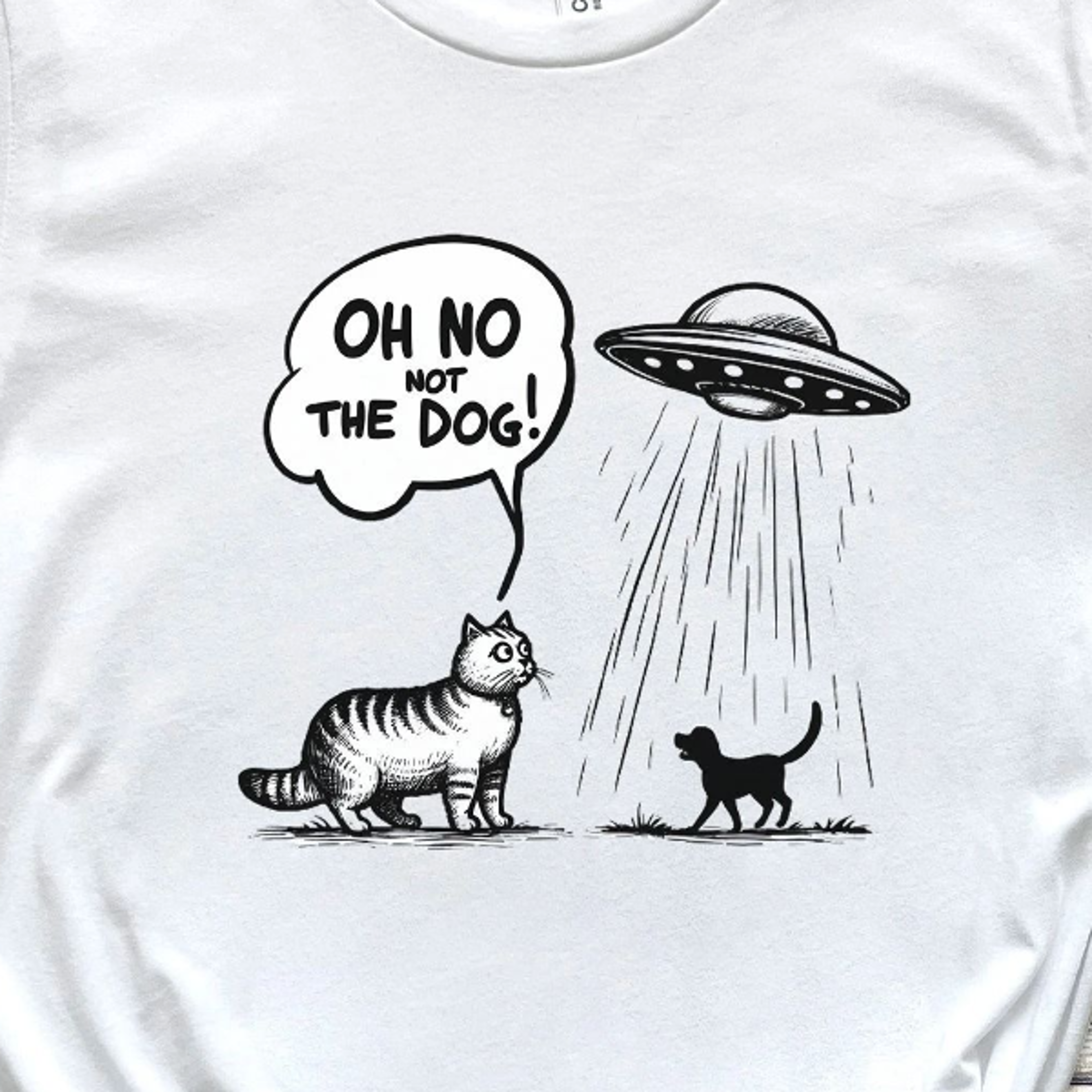 dog abduction ufo graphic t-shirt funny novelty tee