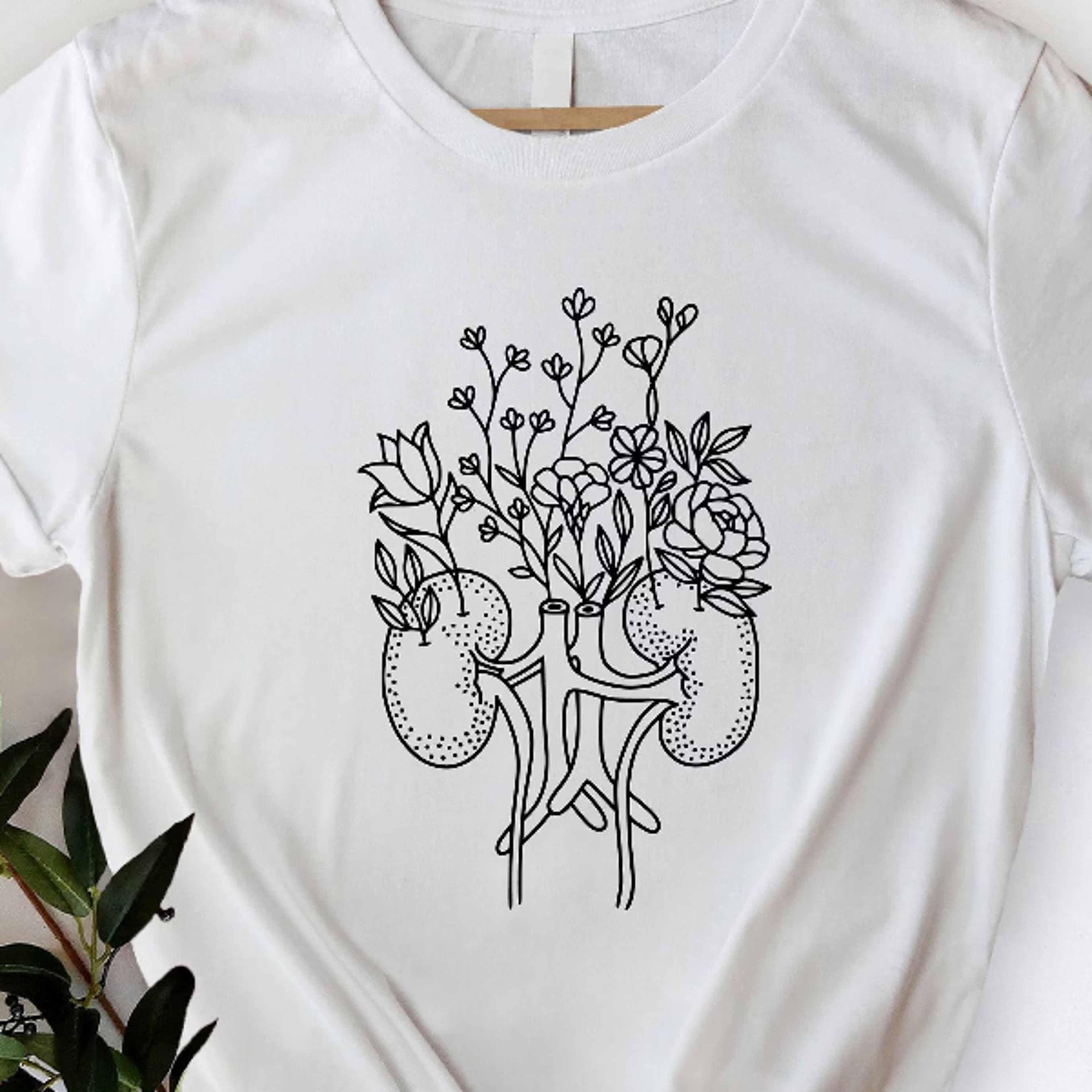 floral kidneys shirt human organs graphic tee nephrology medical t-shirt dialysis nurse doctor gift