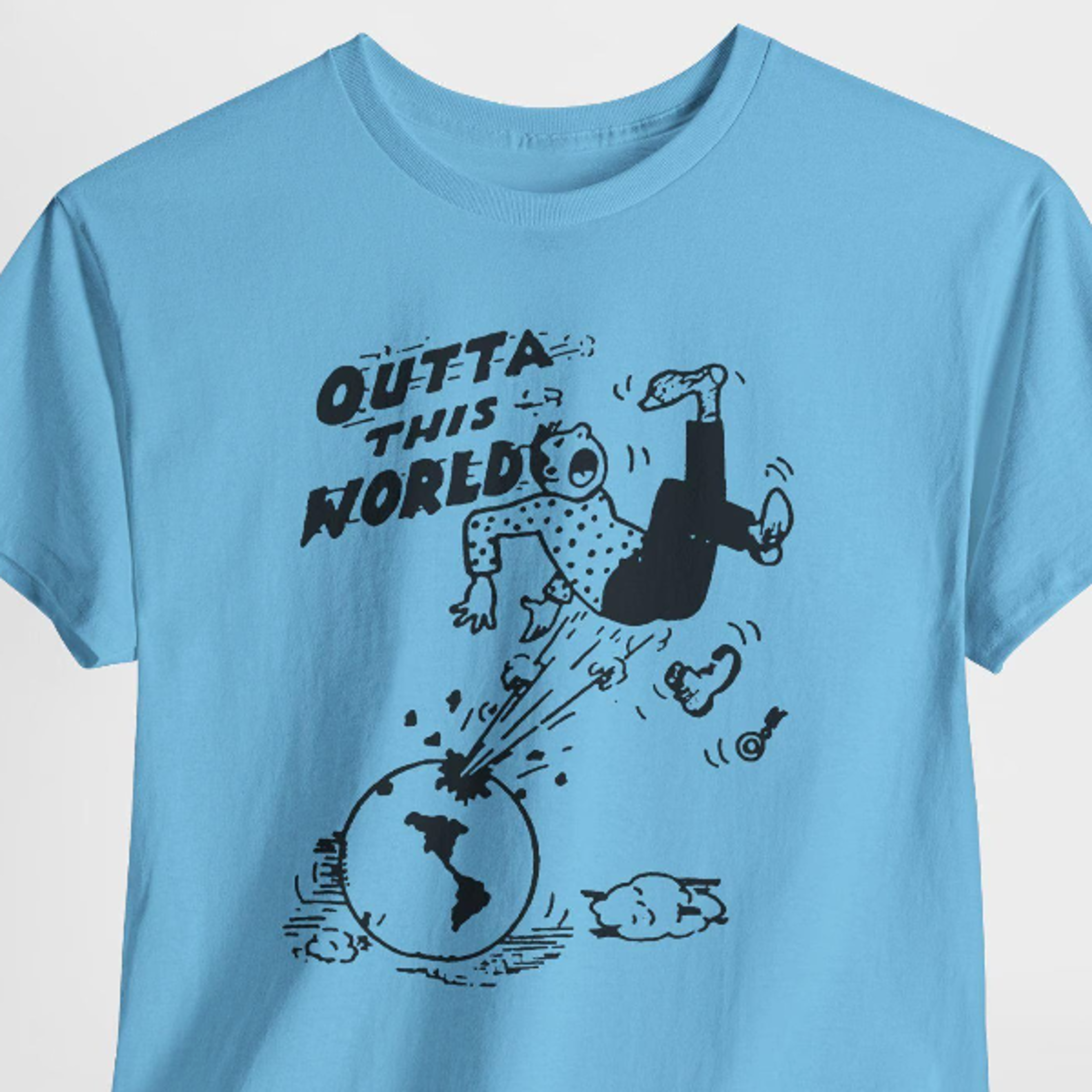 mid century advertising illustration outta this world tshirt