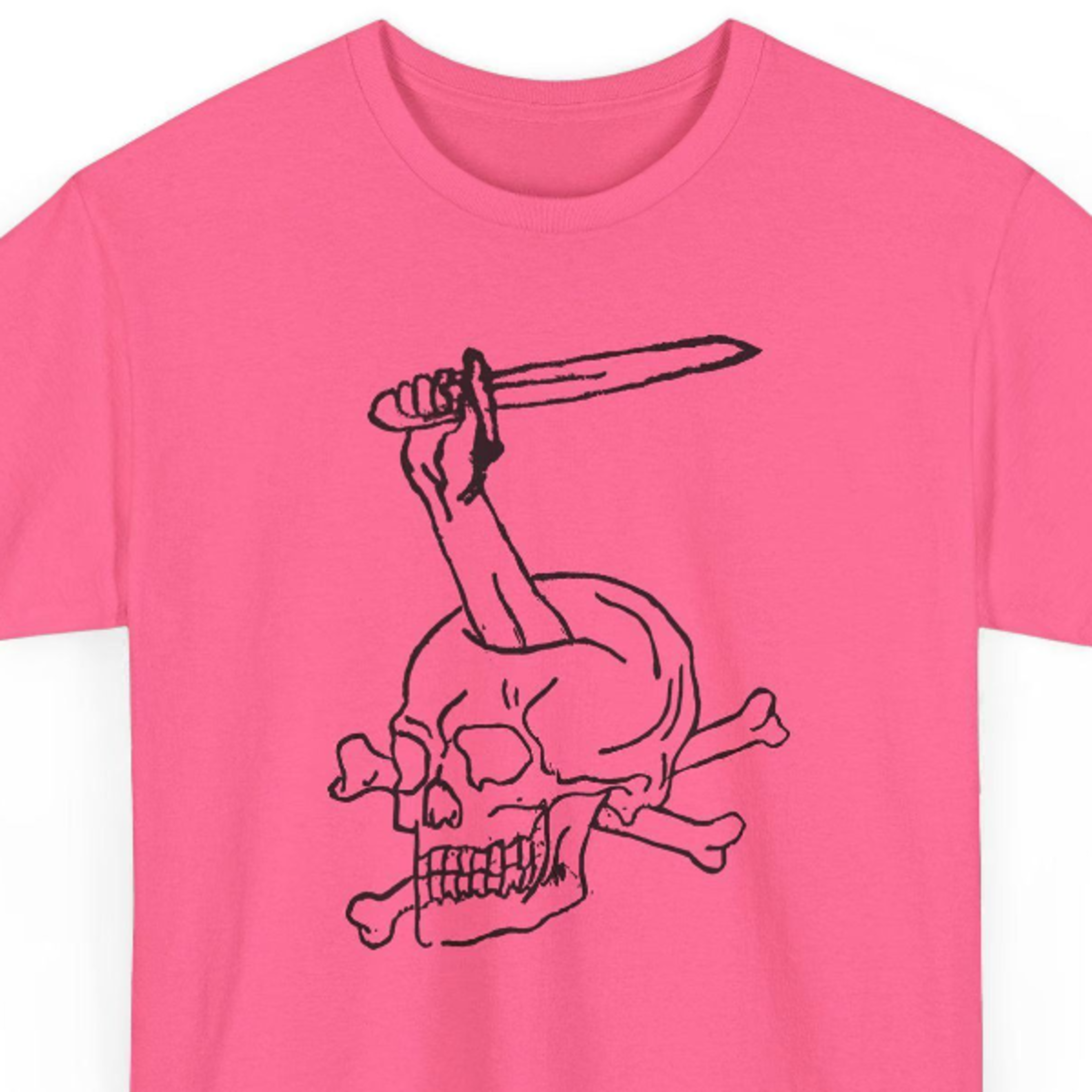 arm coming out of skull with sword tshirt