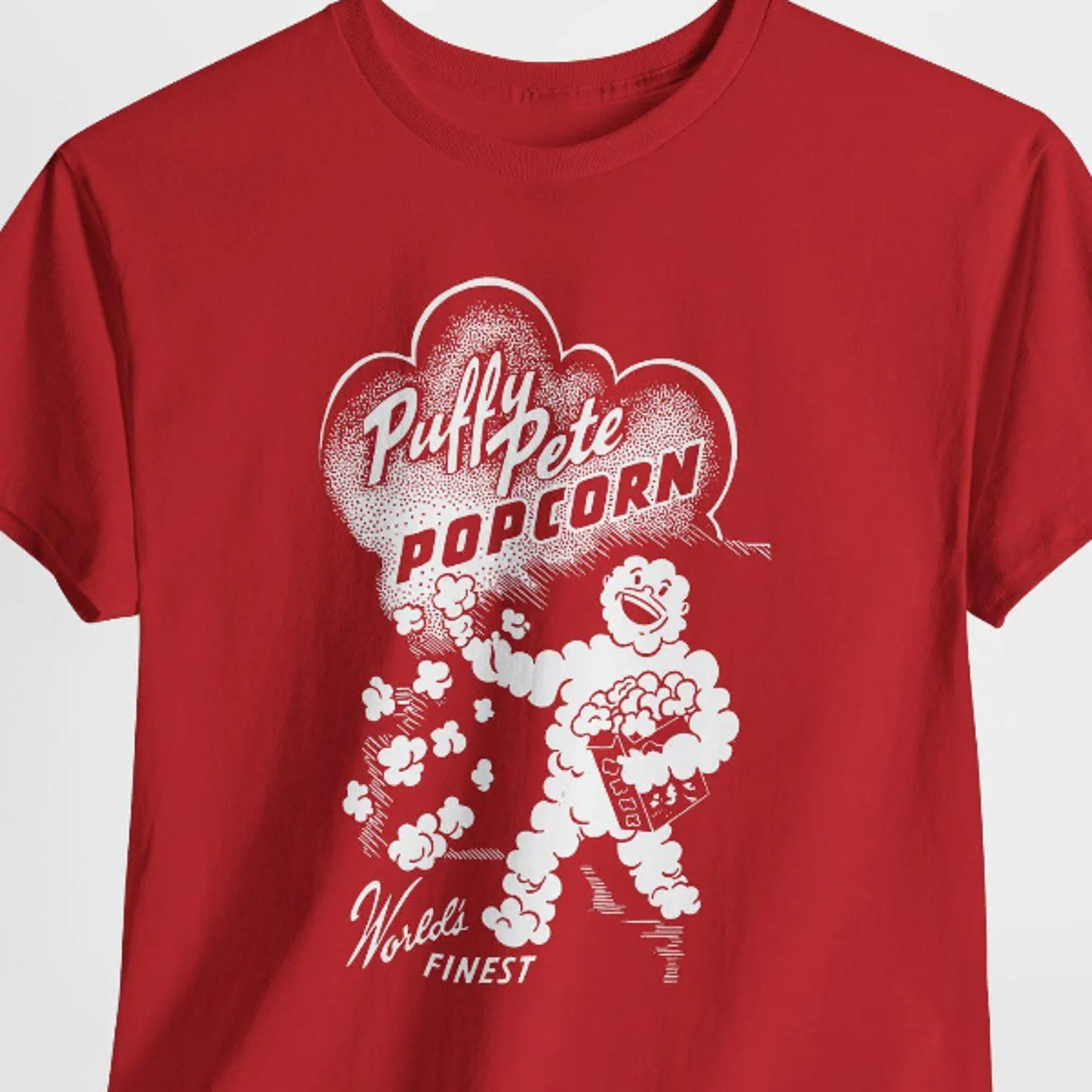 puffy pete popcorn 1930s logo tshirt