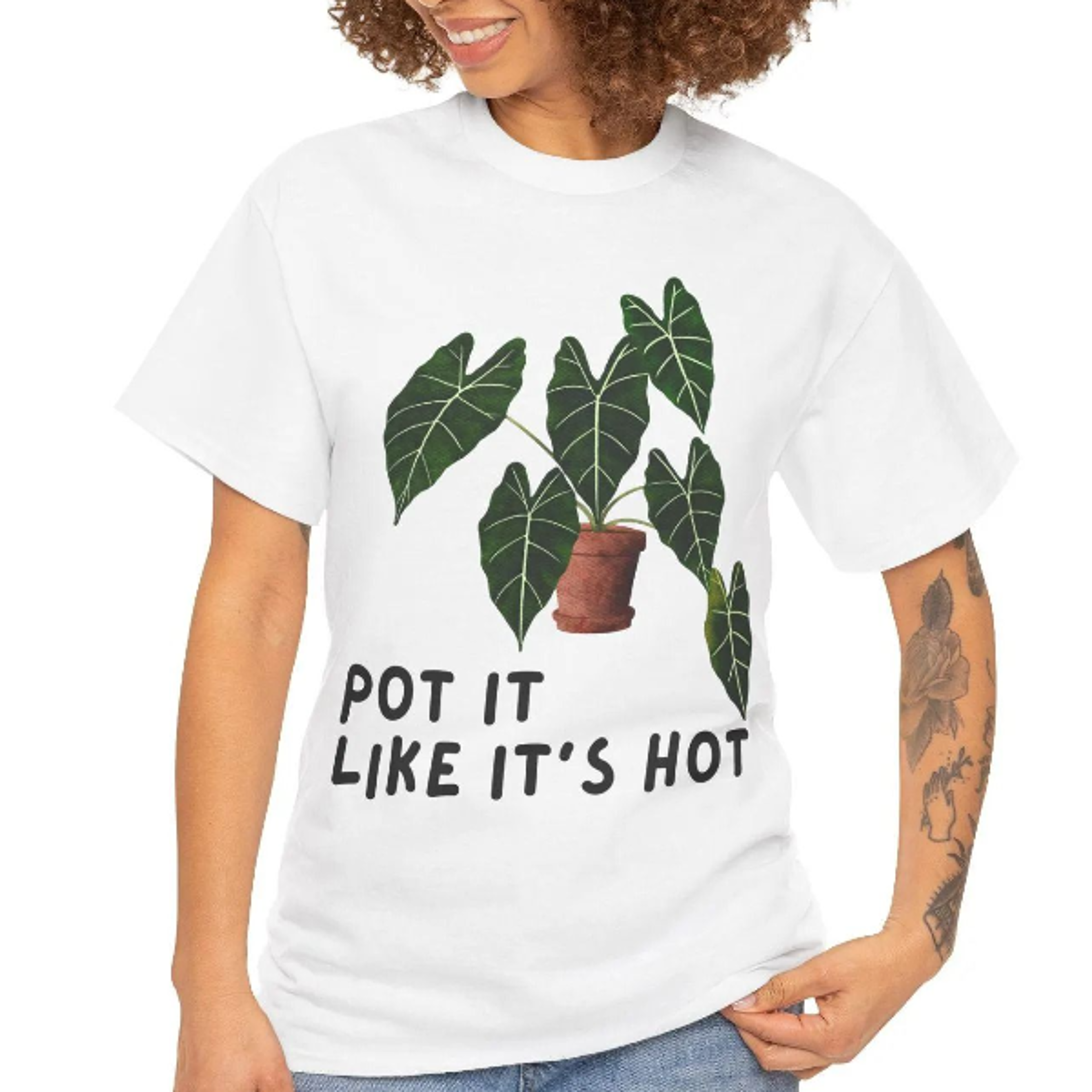 funny plant lover t-shirt "pot it like it's hot" plant pun