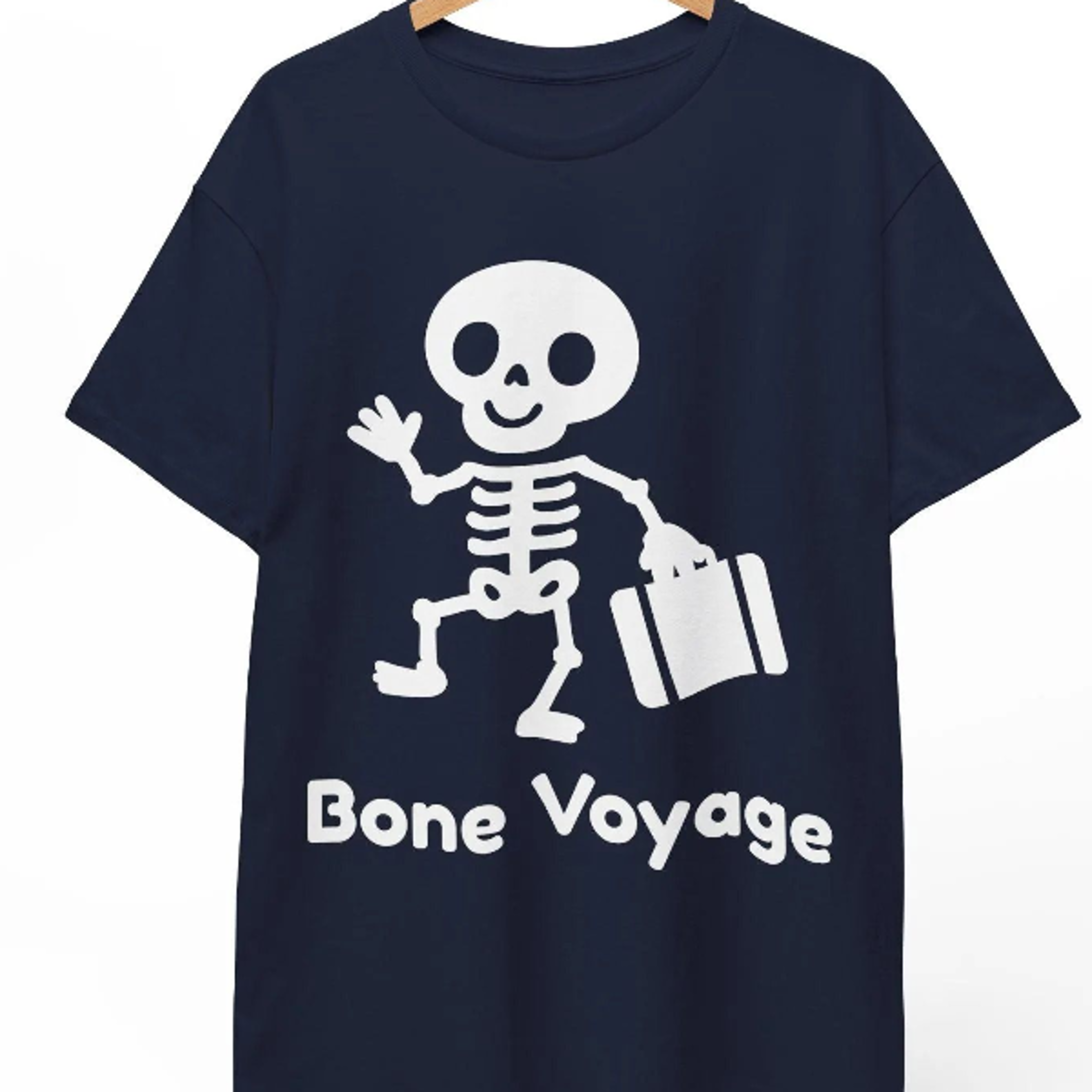 bone voyage halloween t-shirt, funny skeleton pun top