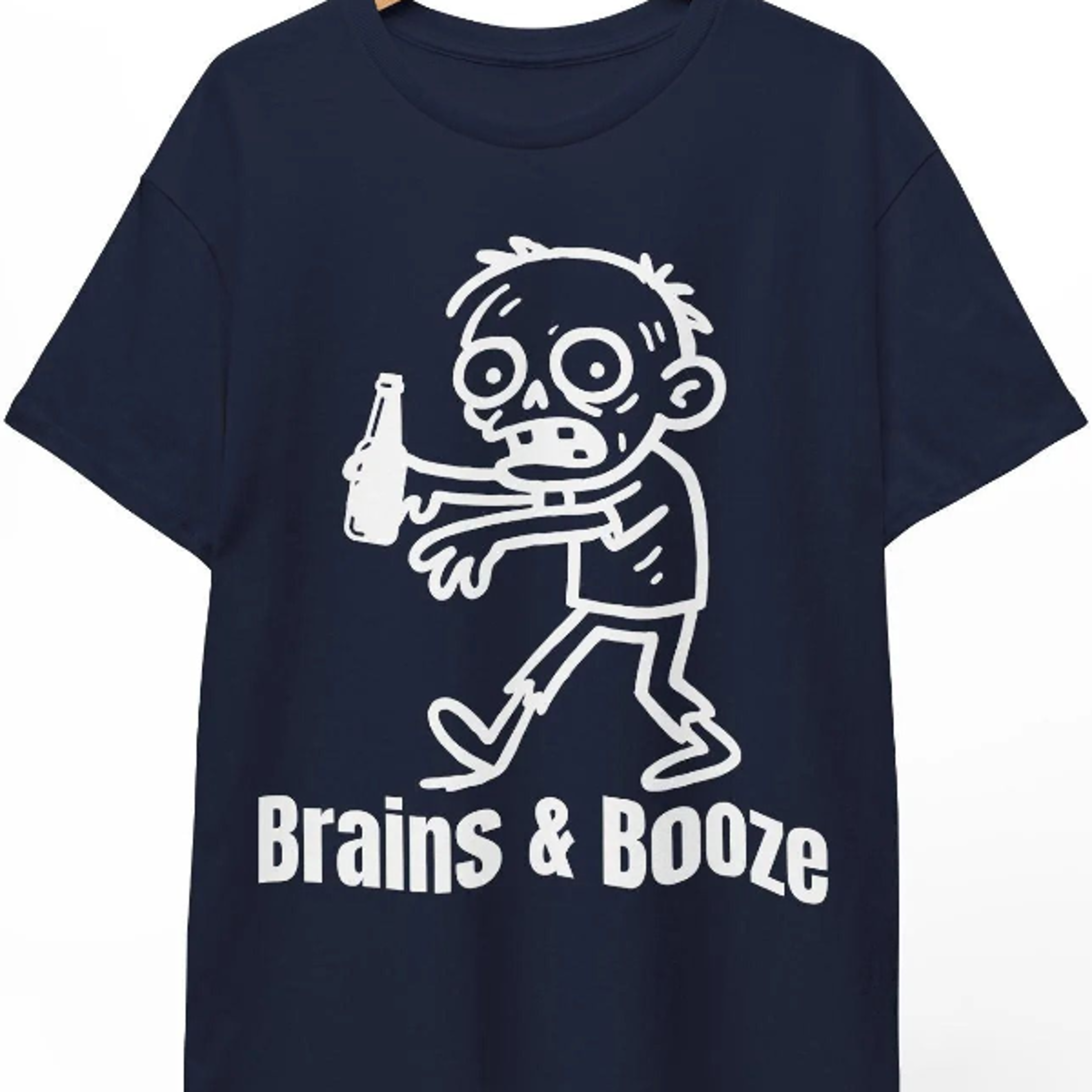 brains & booze halloween shirt funny zombie pun top