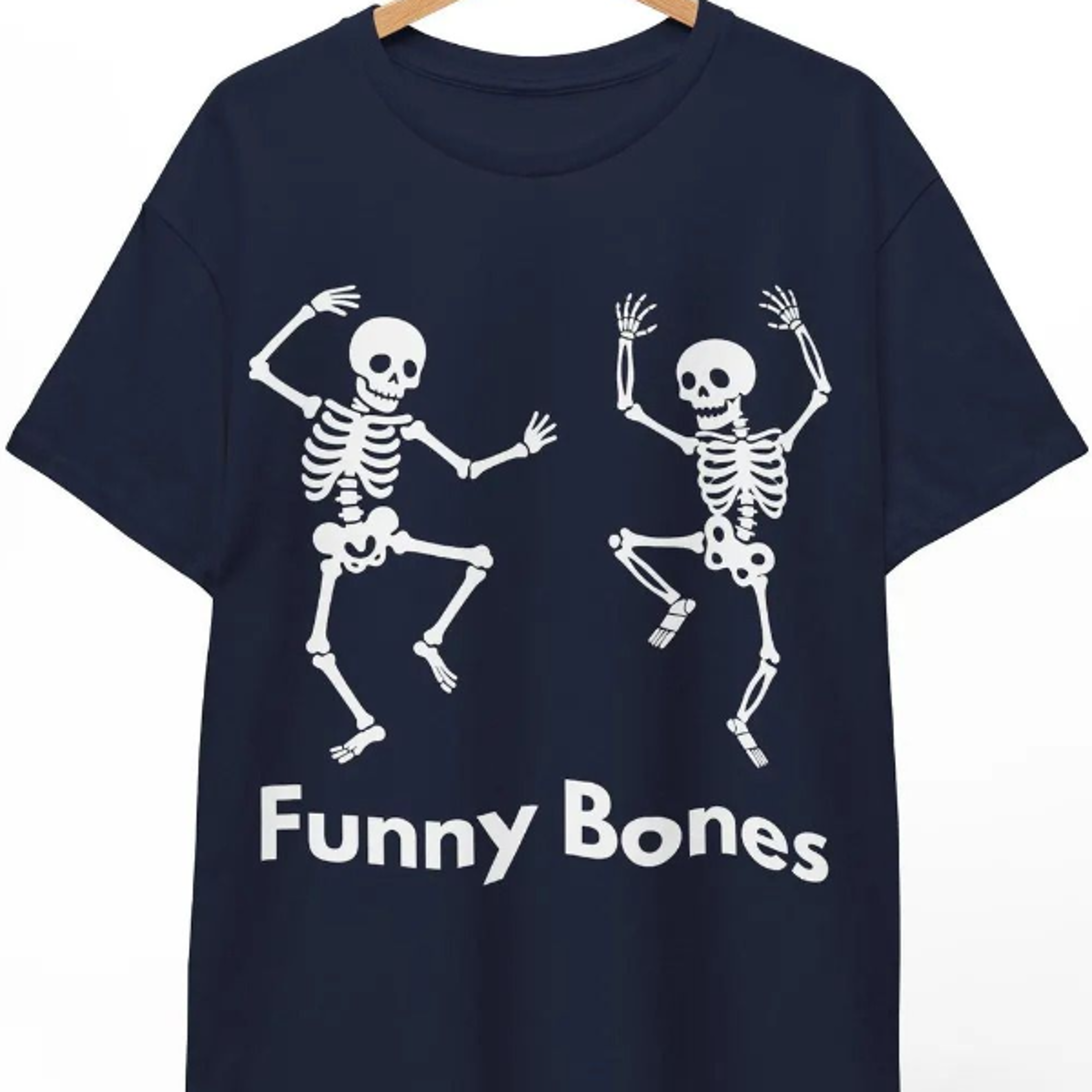 funny bones halloween t-shirt, spooky skeleton pun top