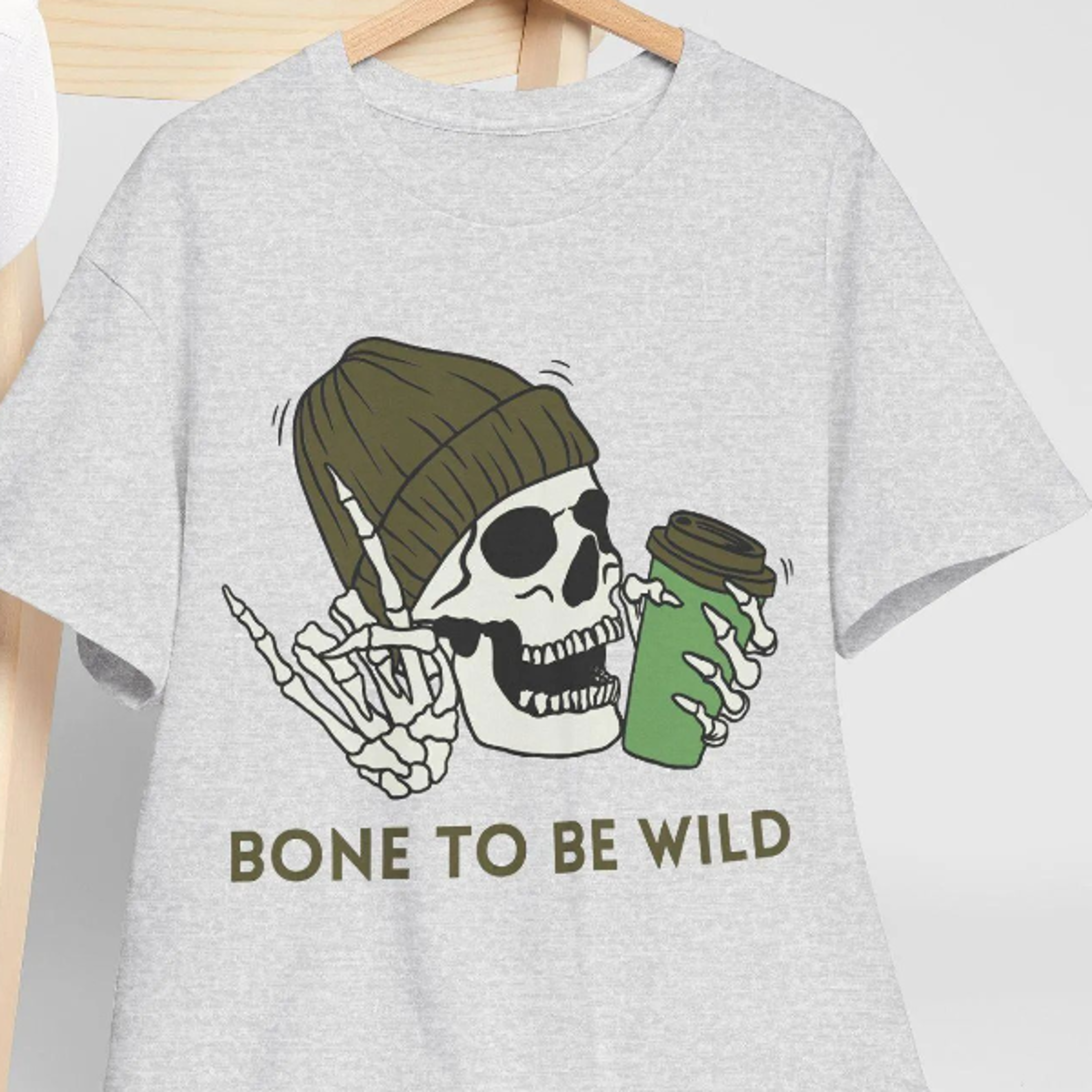 bone to be wild halloween pun t-shirt, skeleton october top
