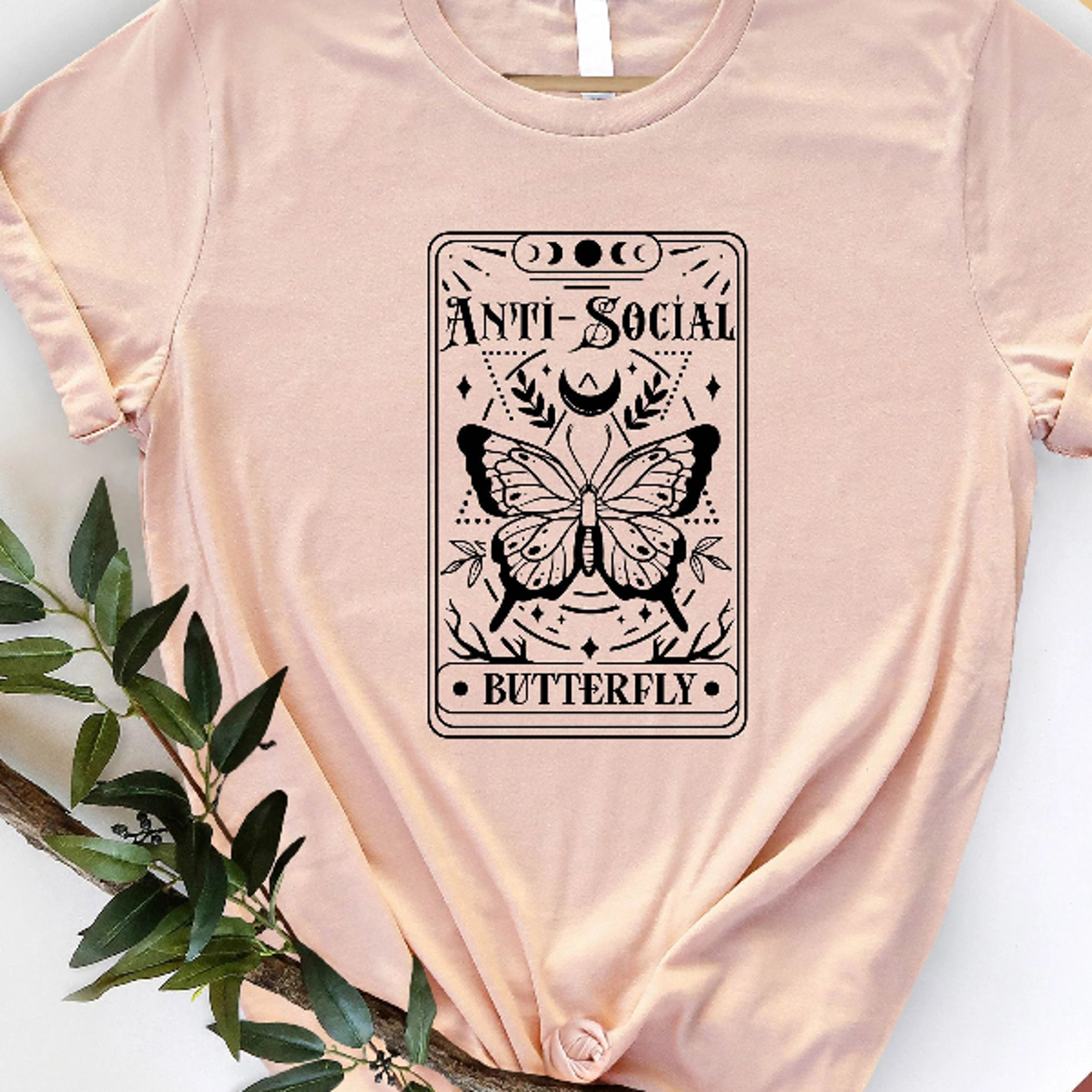 anti-social butterfly tarot shirt funny introvert graphic tee sarcastic witchy t-shirt