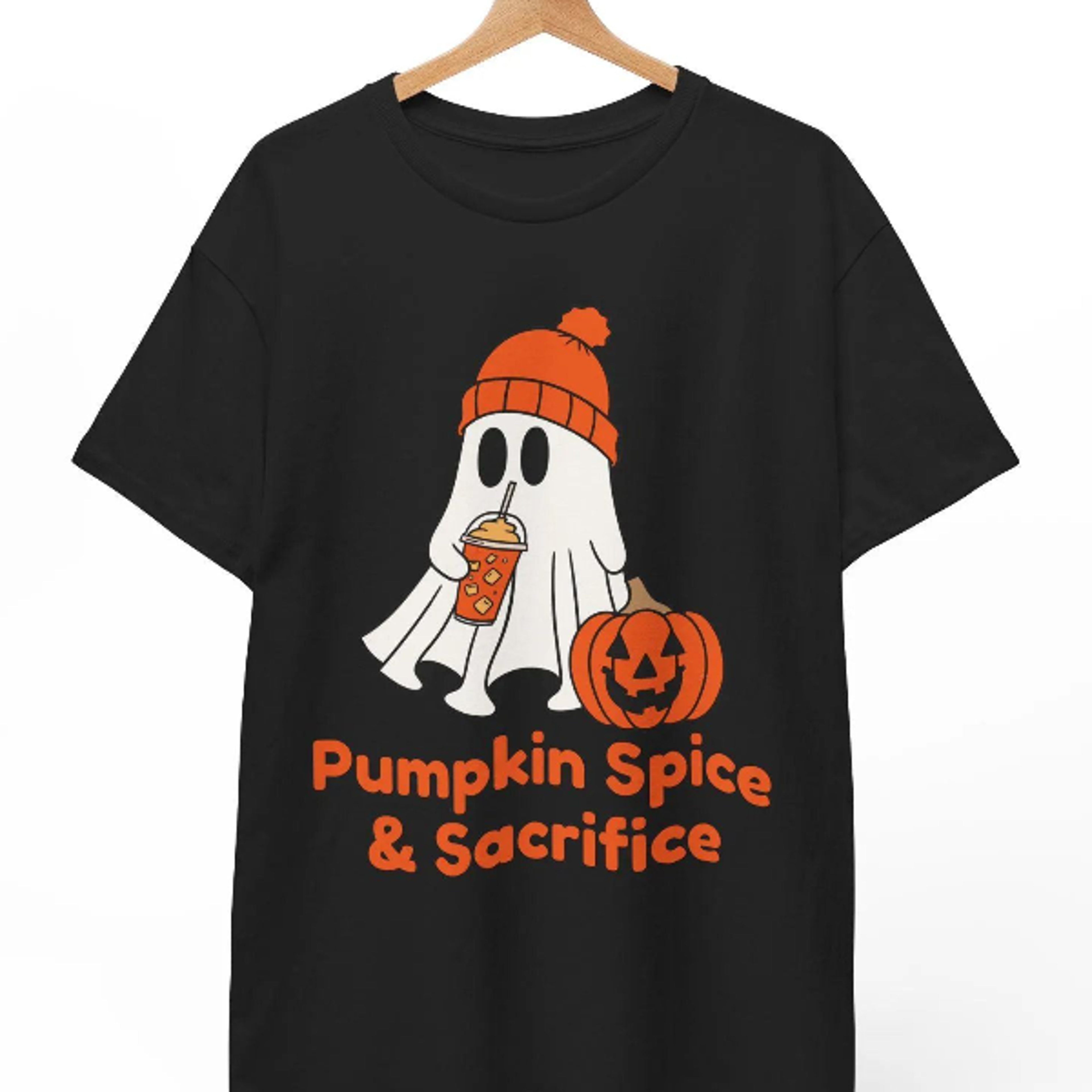 pumpkin spice ghost t-shirt, halloween pun top