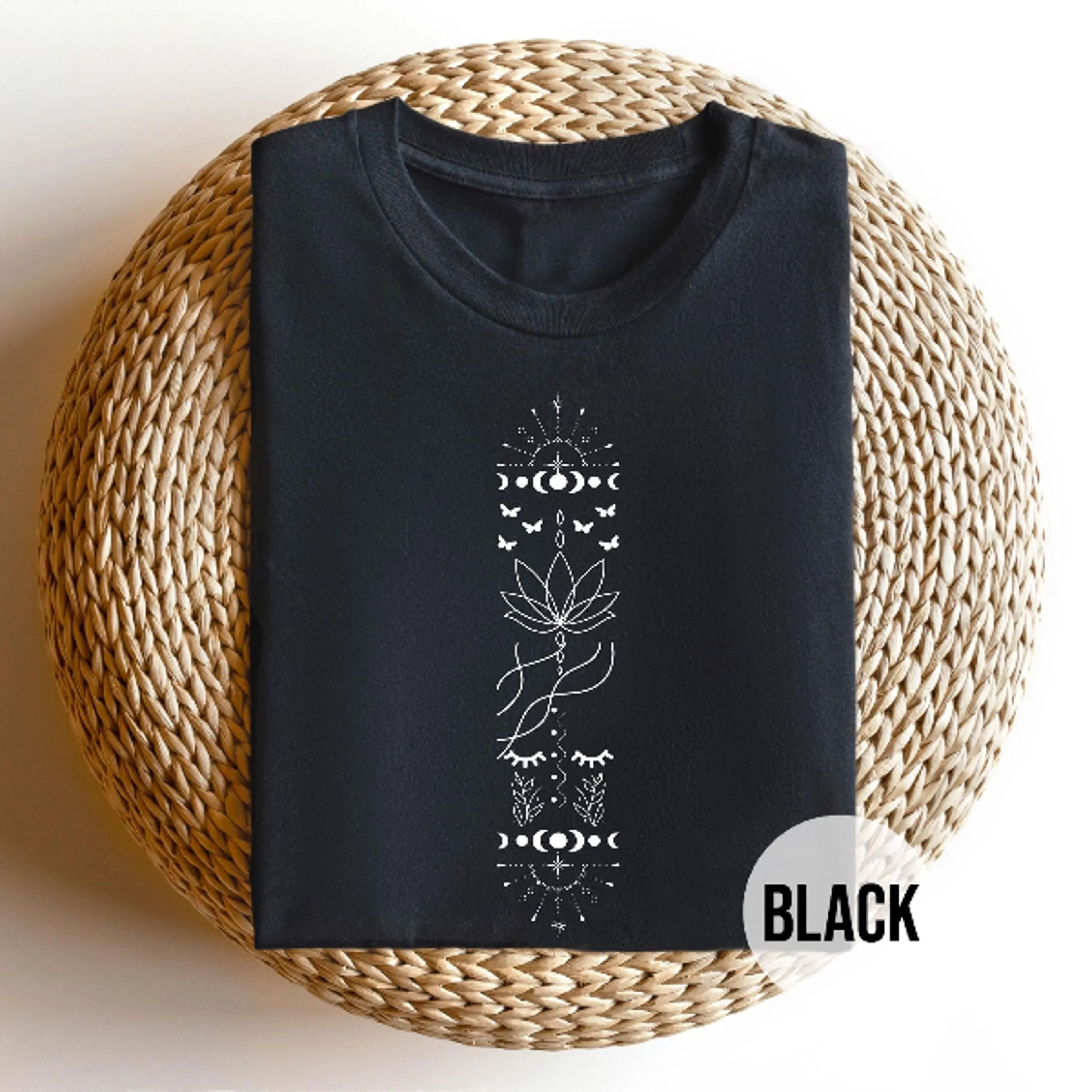 boho lotus moon yoga shirt celestial line art mindfulness tee spiritual meditation gift