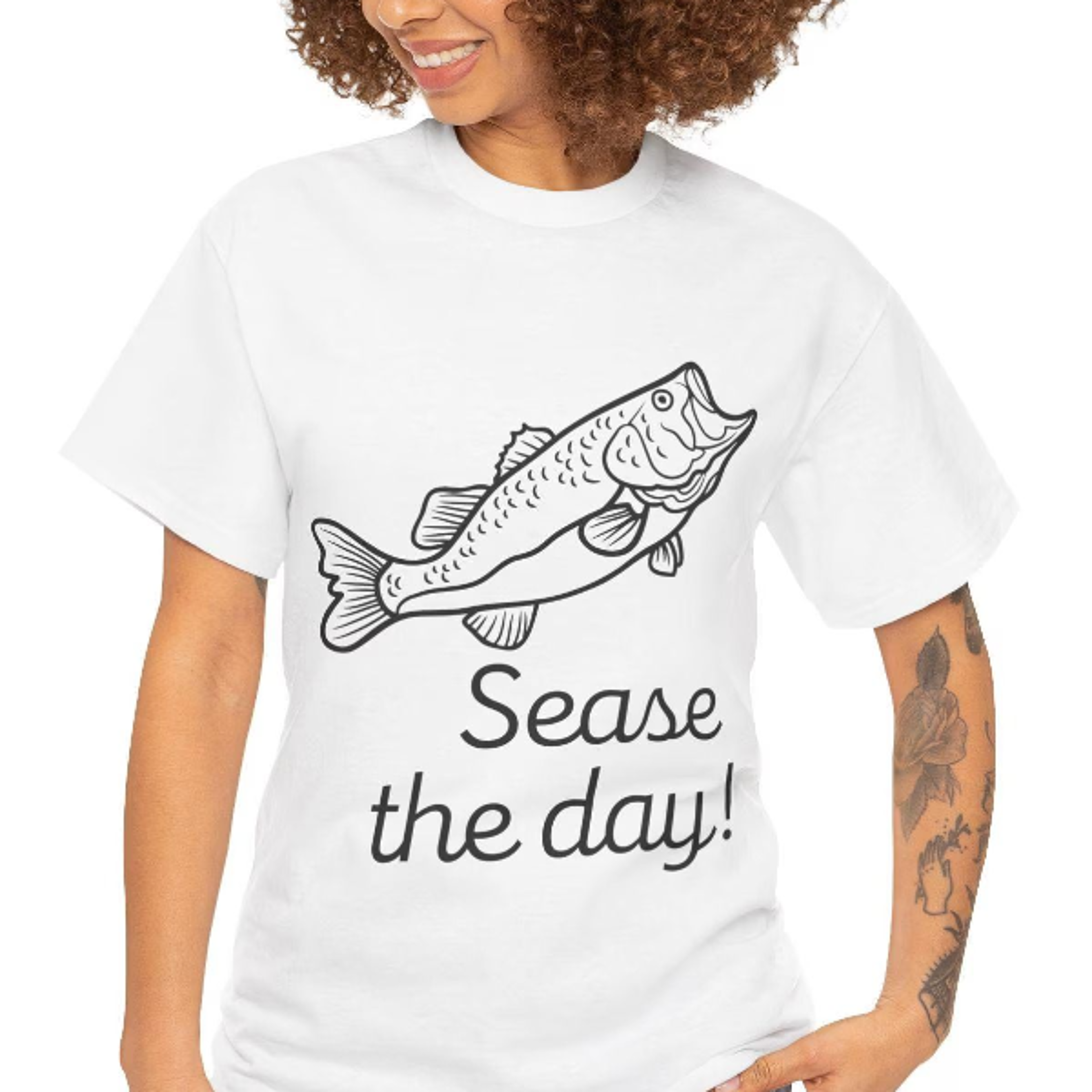 funny fish lover t-shirt, gift for fishers, motivational tee, pet shirt, t-shirt "sease the day!"