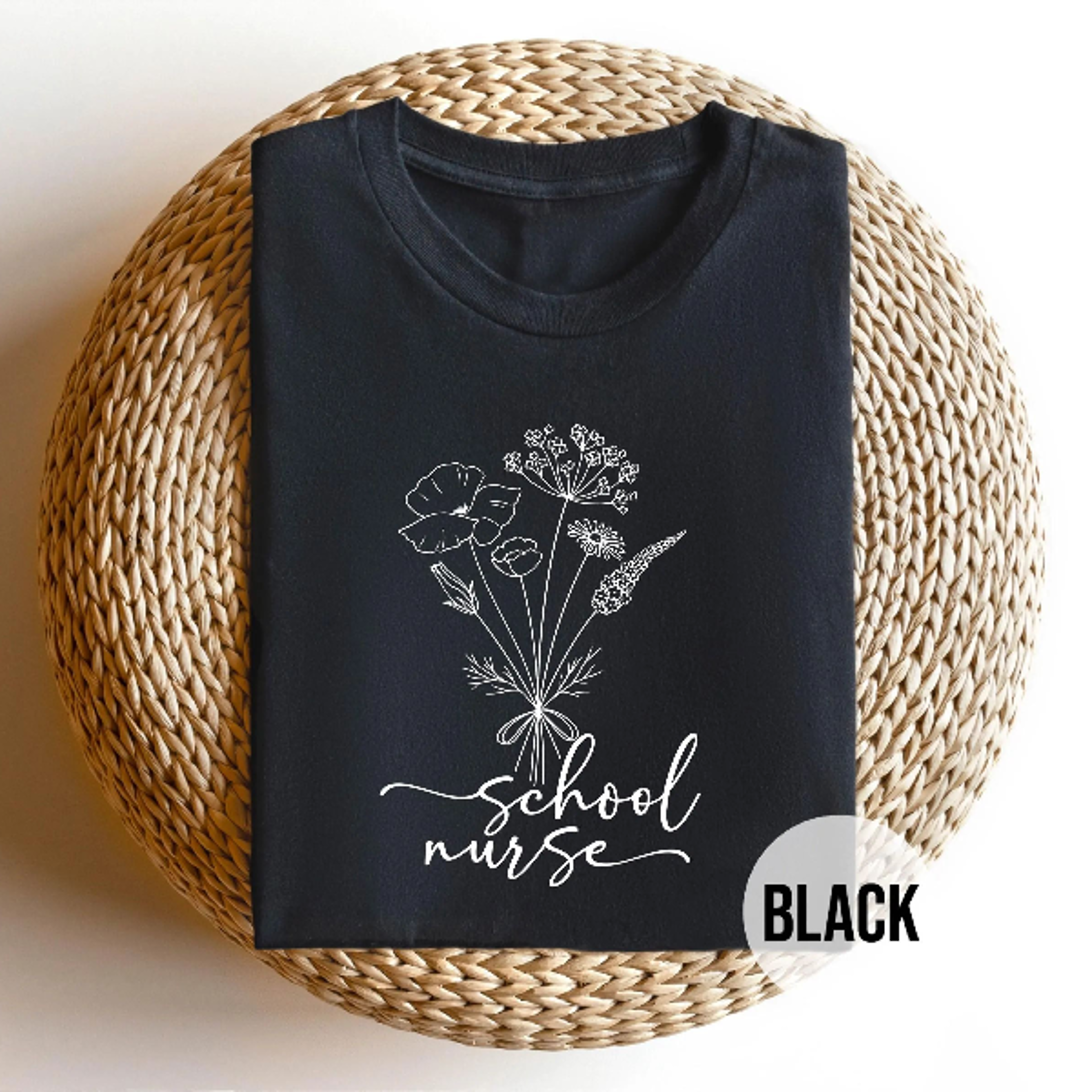 school nurse shirt, floral botanical nursing t-shirt, gift for school nurse appreciation, minimalist aesthetic health of
