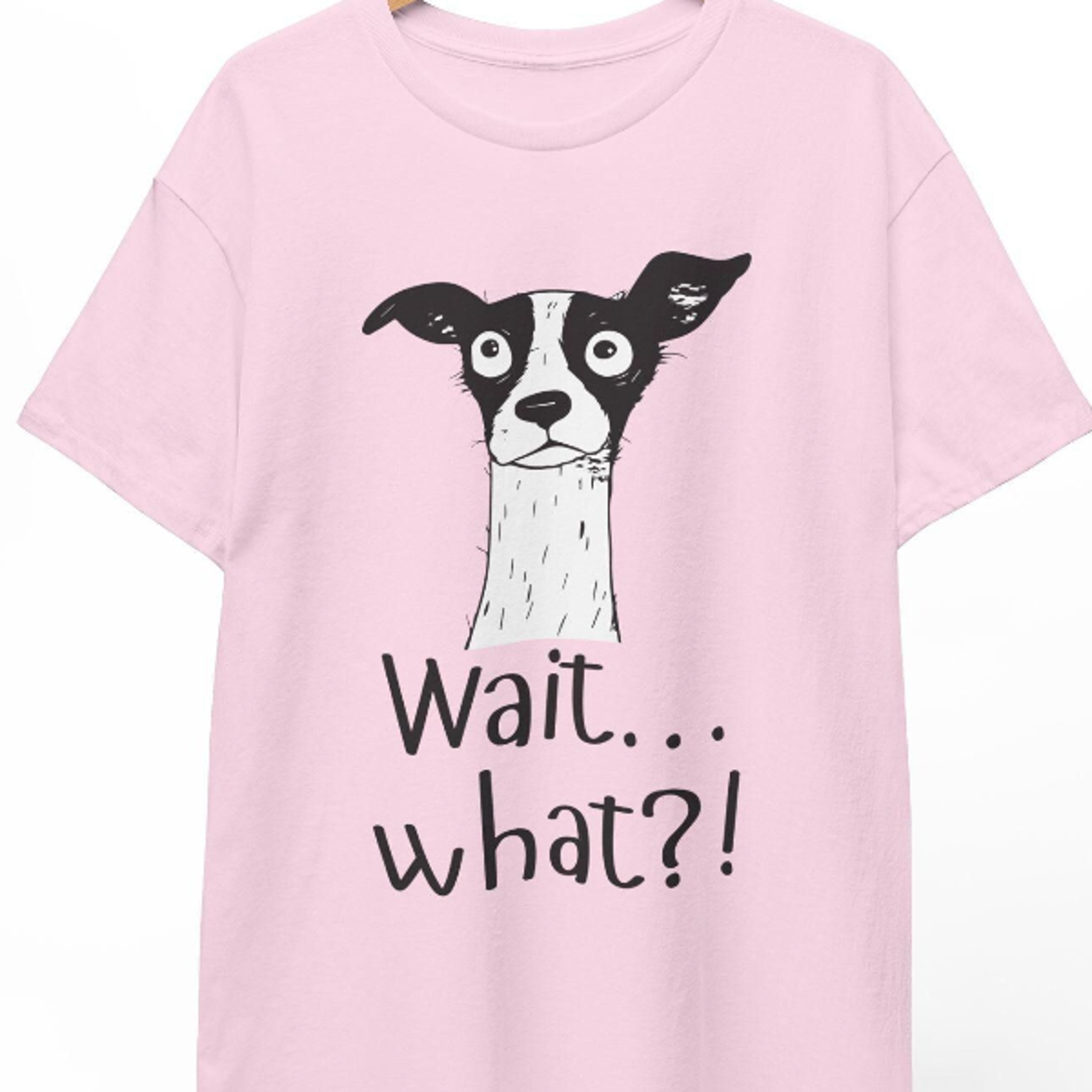 funny dog t-shirt "wai what pun shirt