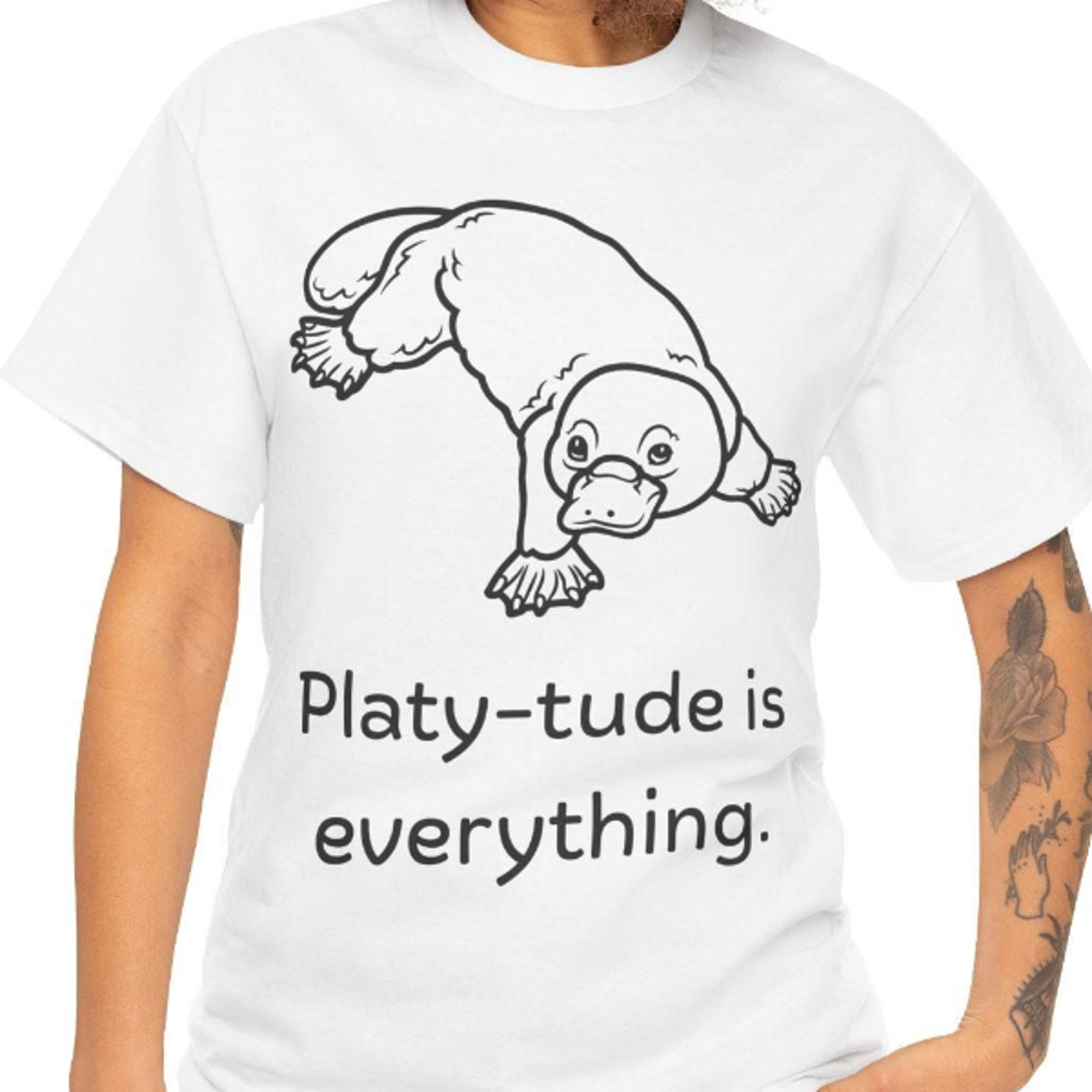 funny platypus lover t-shirt, gift for animal people, pet shirt, t-shirt "platy-tude is everything."