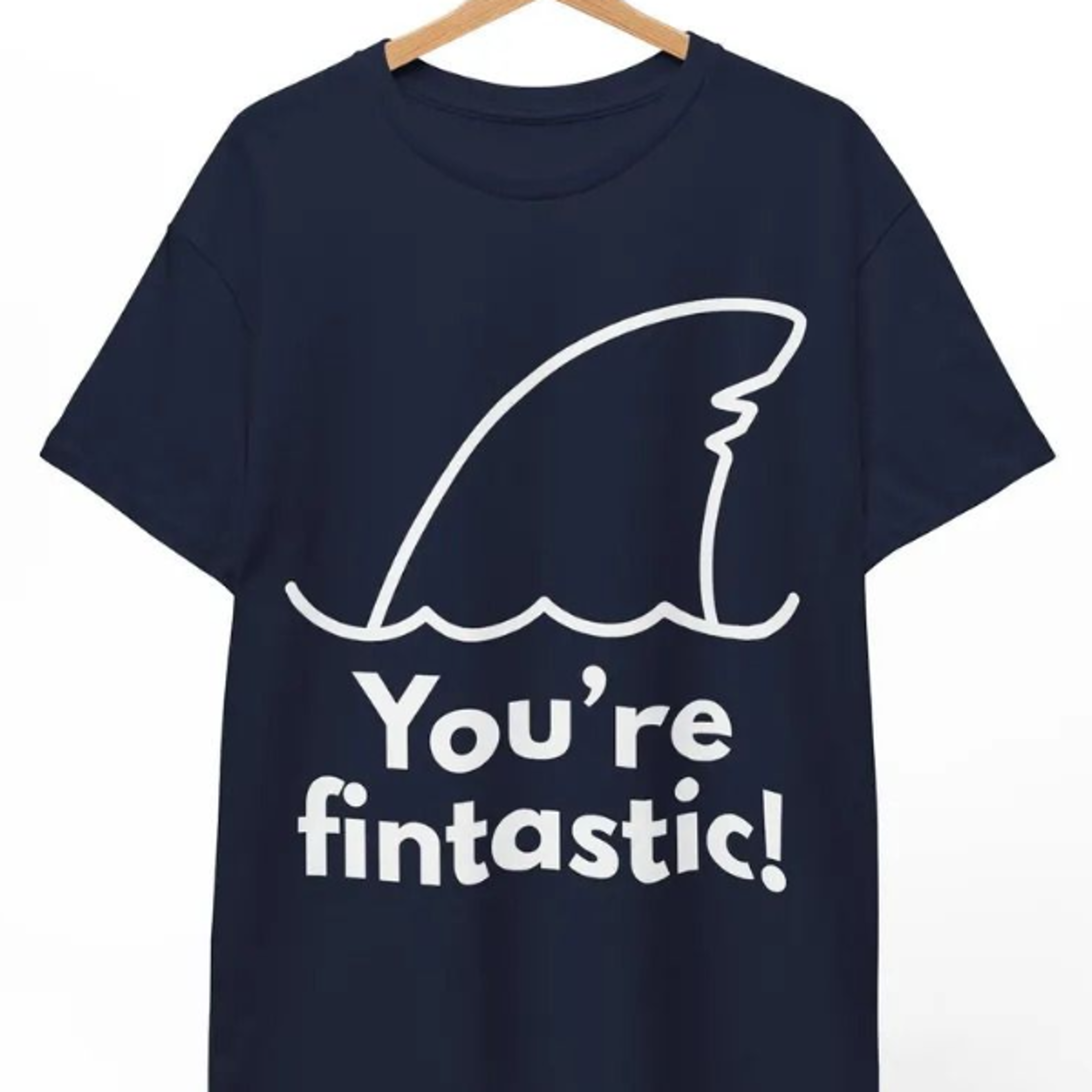 funny shark lover t-shirt, gift for fish people, animal shirt, t-shirt "you're fintastic!"
