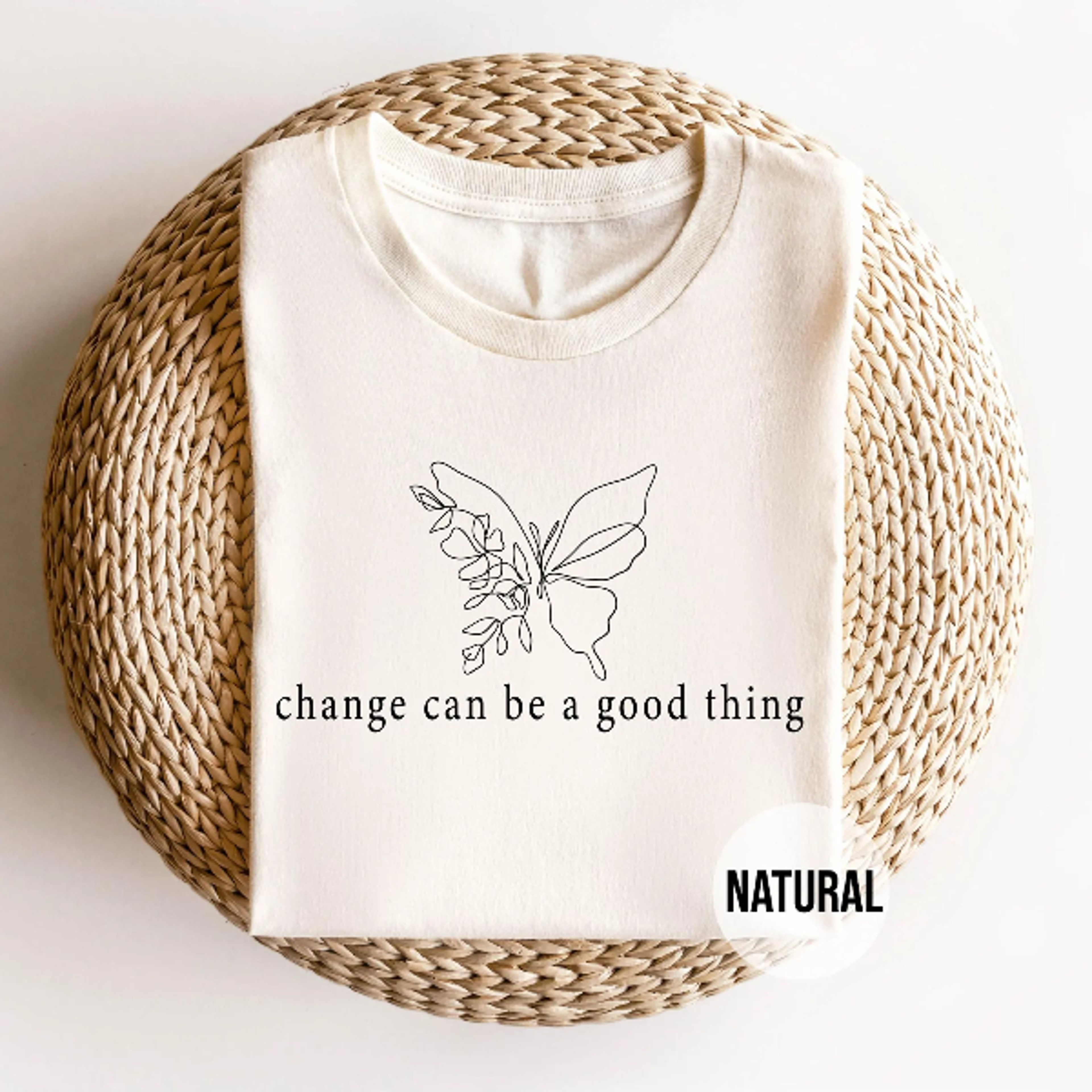 change can be a good thing shirt, butterfly line art t-shirt, mental health awareness tee, minimalist growth mindset