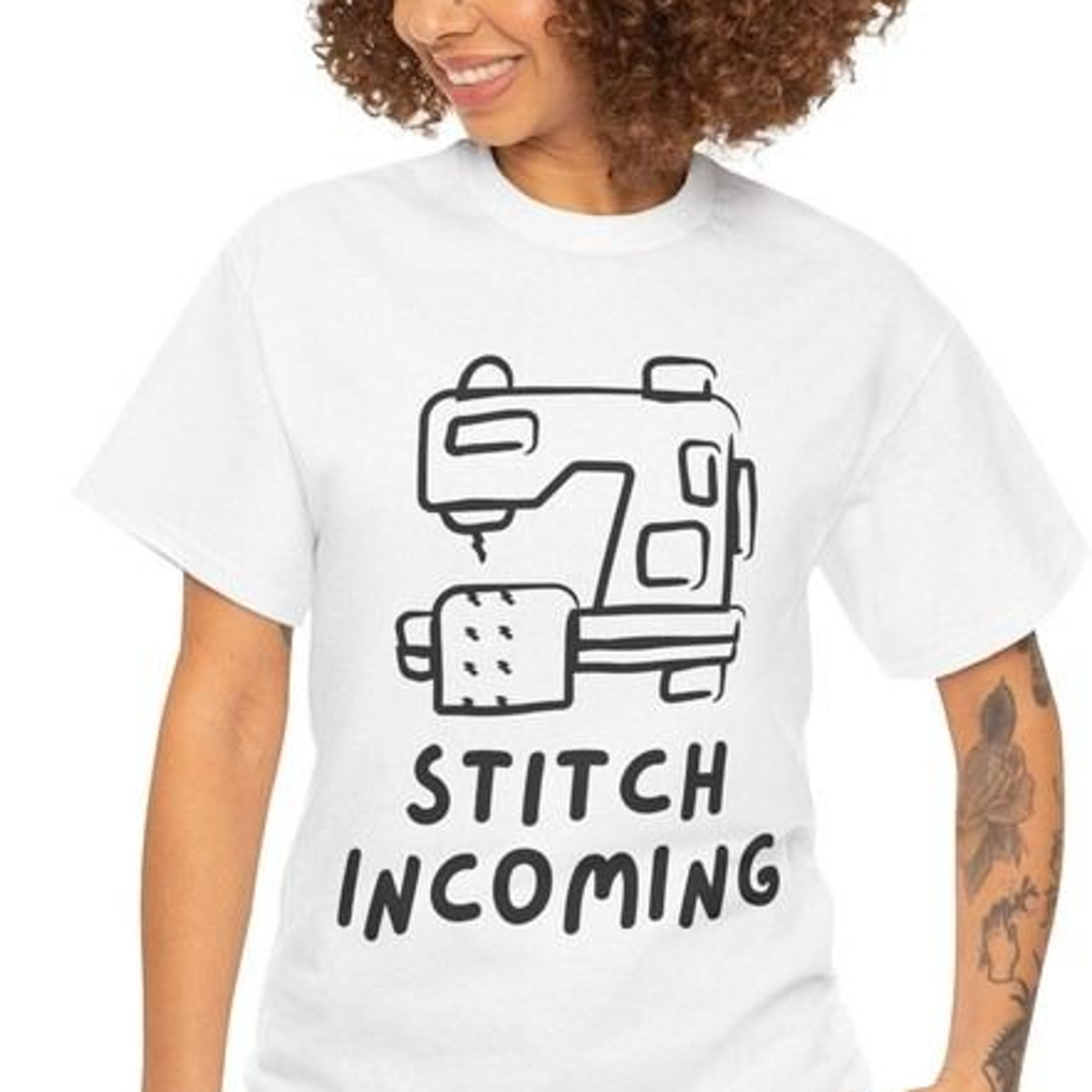 funny sewing t-shirt, "stitch incoming", seamstress gift