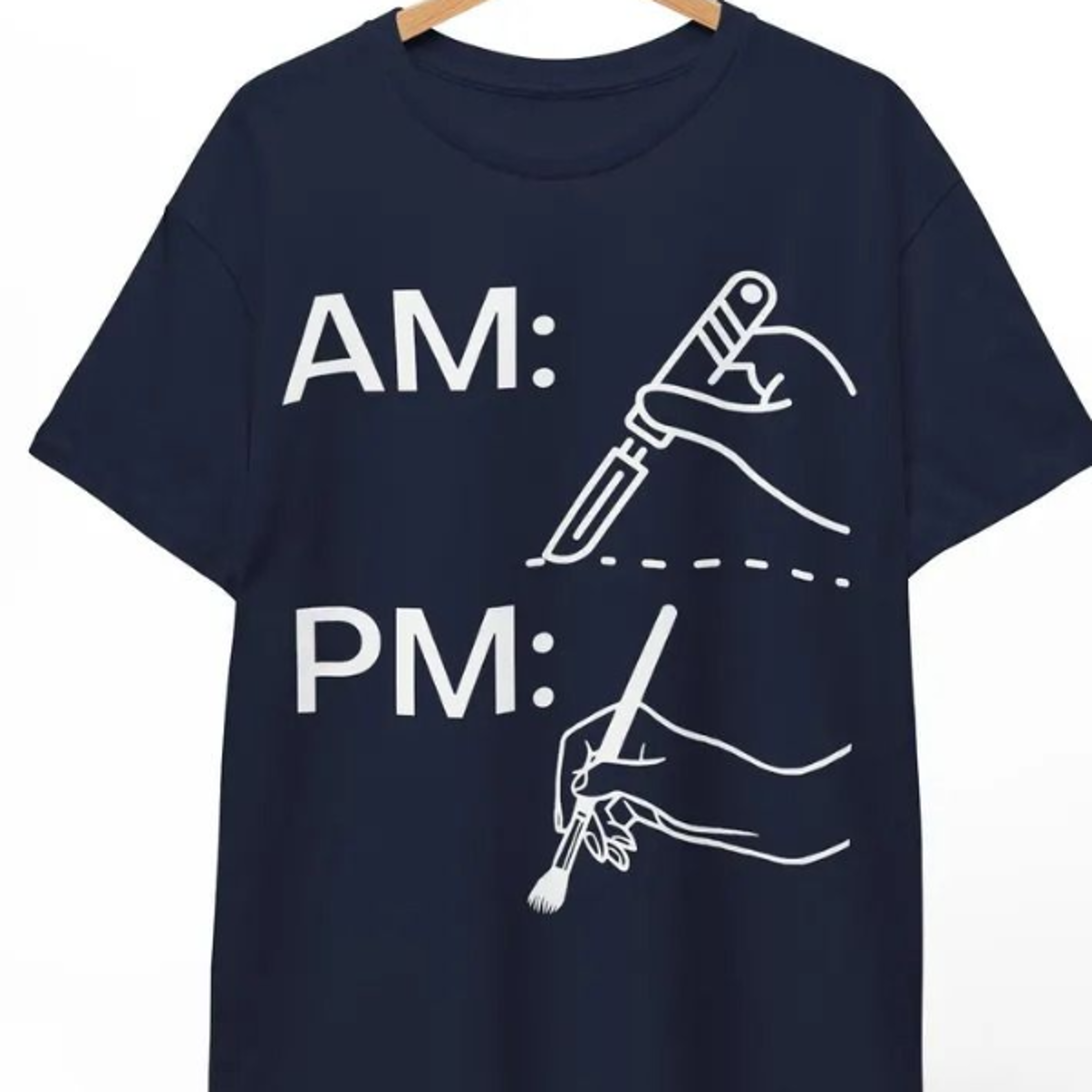 funny surgeon t-shirt, gift for doctors, art paining top, pun shirt, t-shirt "am pm"