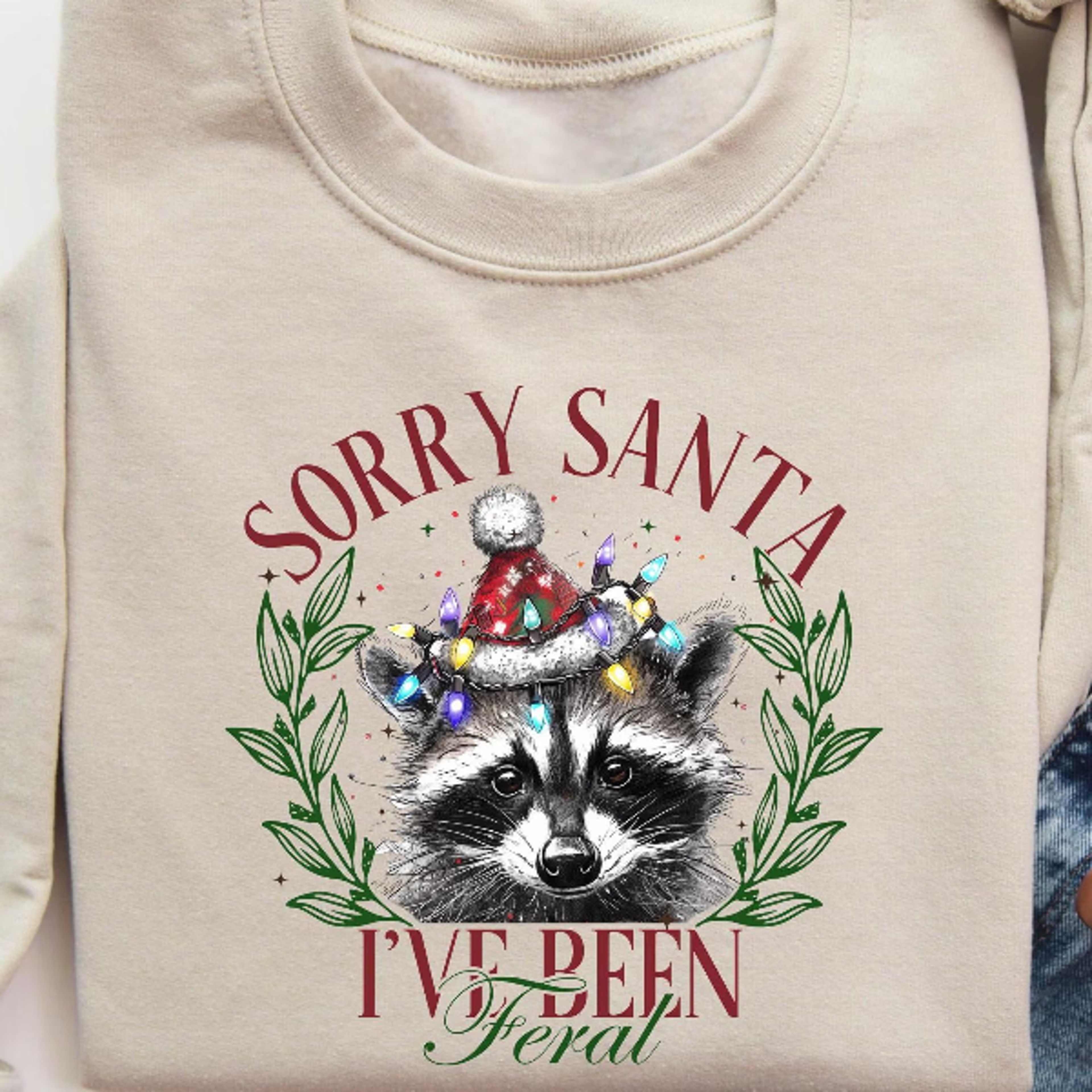 sorry santa i've been feral raccoon sweatshirt christmas trash panda holiday crewneck gift