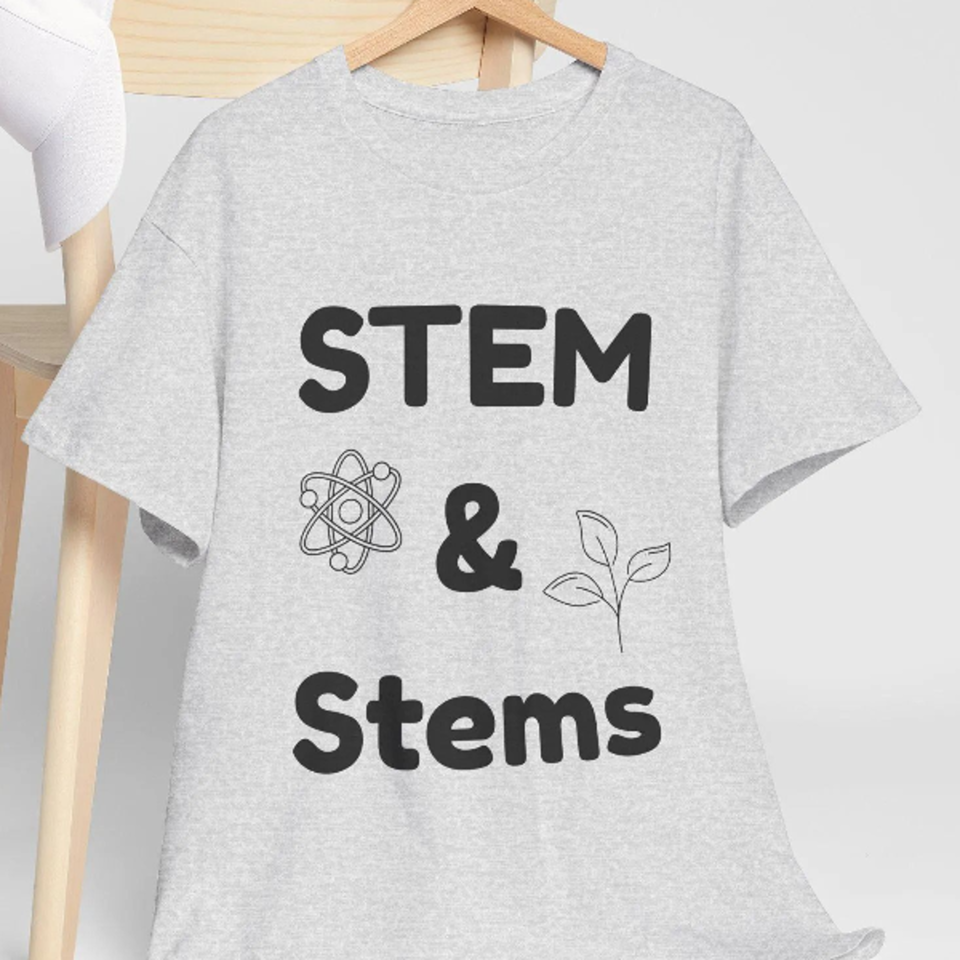 funny teacher t-shirt, gift for gardeners, science present, pun shirt, t-shirt "stem & stems"